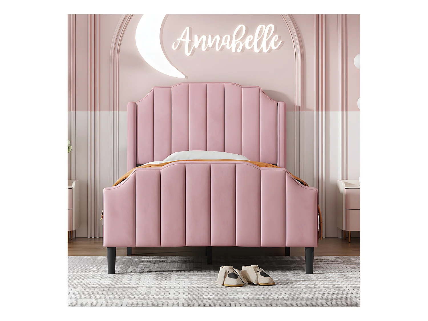 Lit cabane Lit capitonné Lit 90 x 200 cm cadre de lit pour enfant - rose - Sweiko