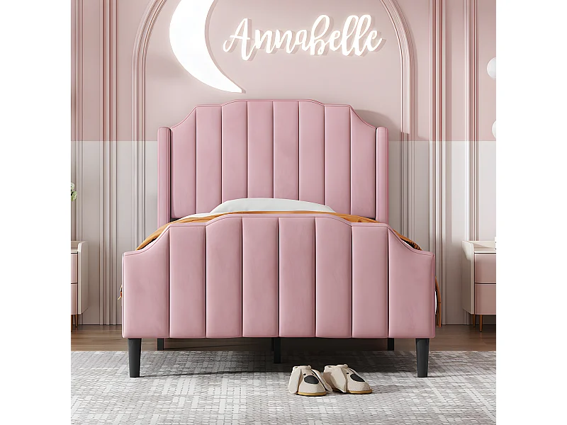 Lit cabane Lit capitonné Lit 90 x 200 cm cadre de lit pour enfant - rose - Sweiko