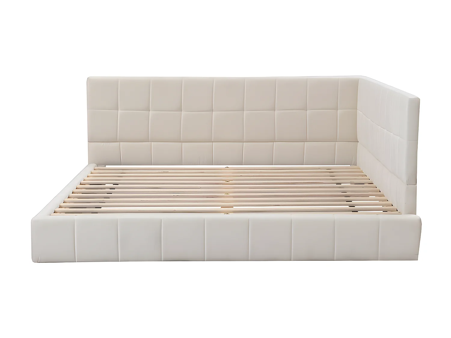 Lit adulte Lit rembourré canapé-lit 140x200 cm lit multifonctionnel - beige - Sweiko