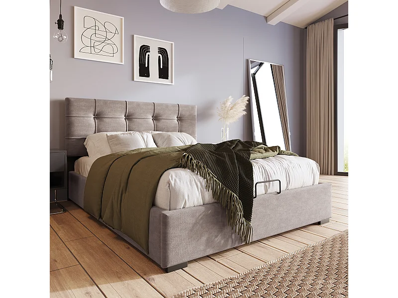 Lit adulte hydraulique canapé convertible tête de lit - 90x200 cm - Sweiko