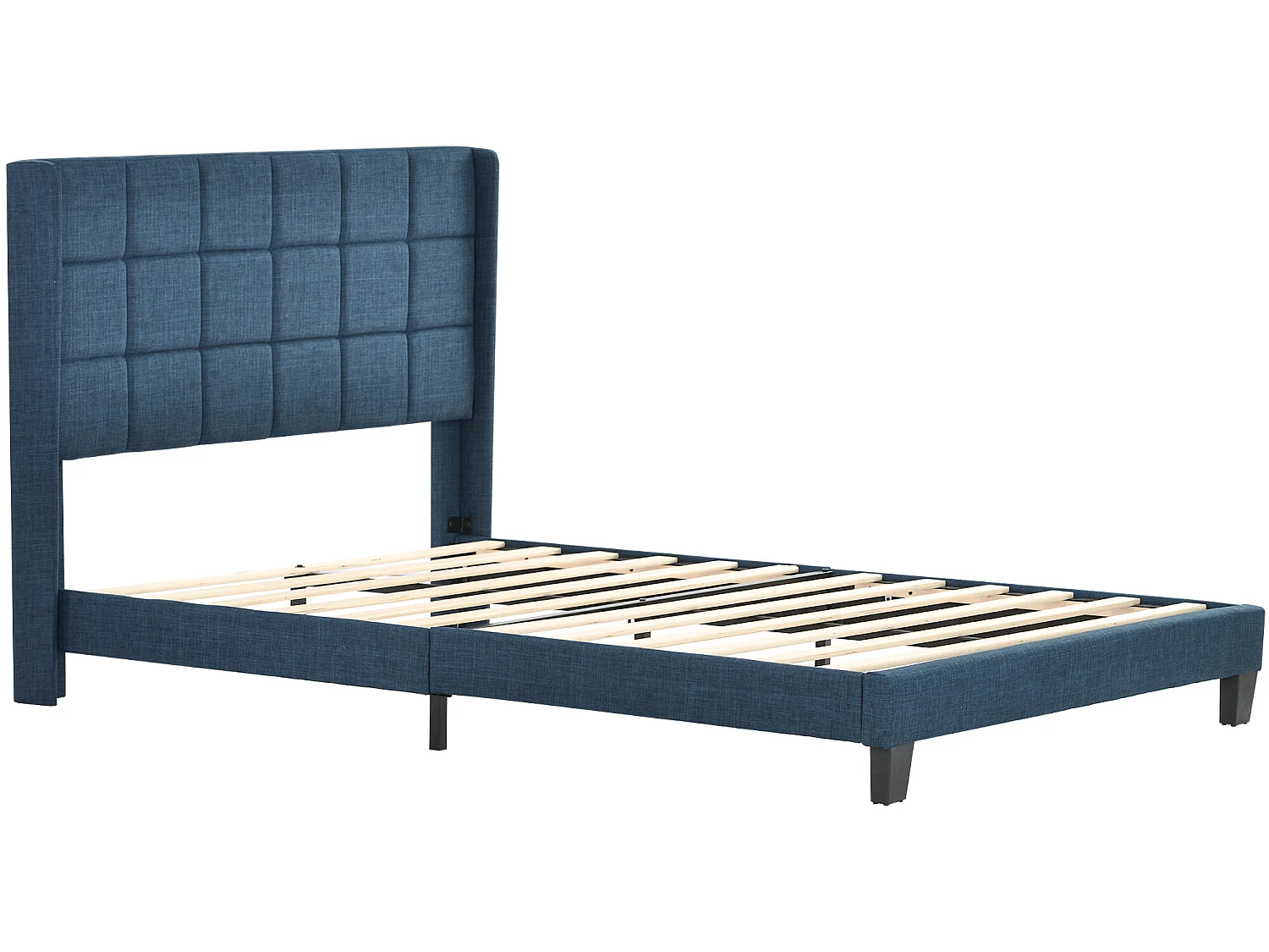 Lit adulte Lit capitonné design moderne, lit double 140x200cm, lin Bleu - Sweiko