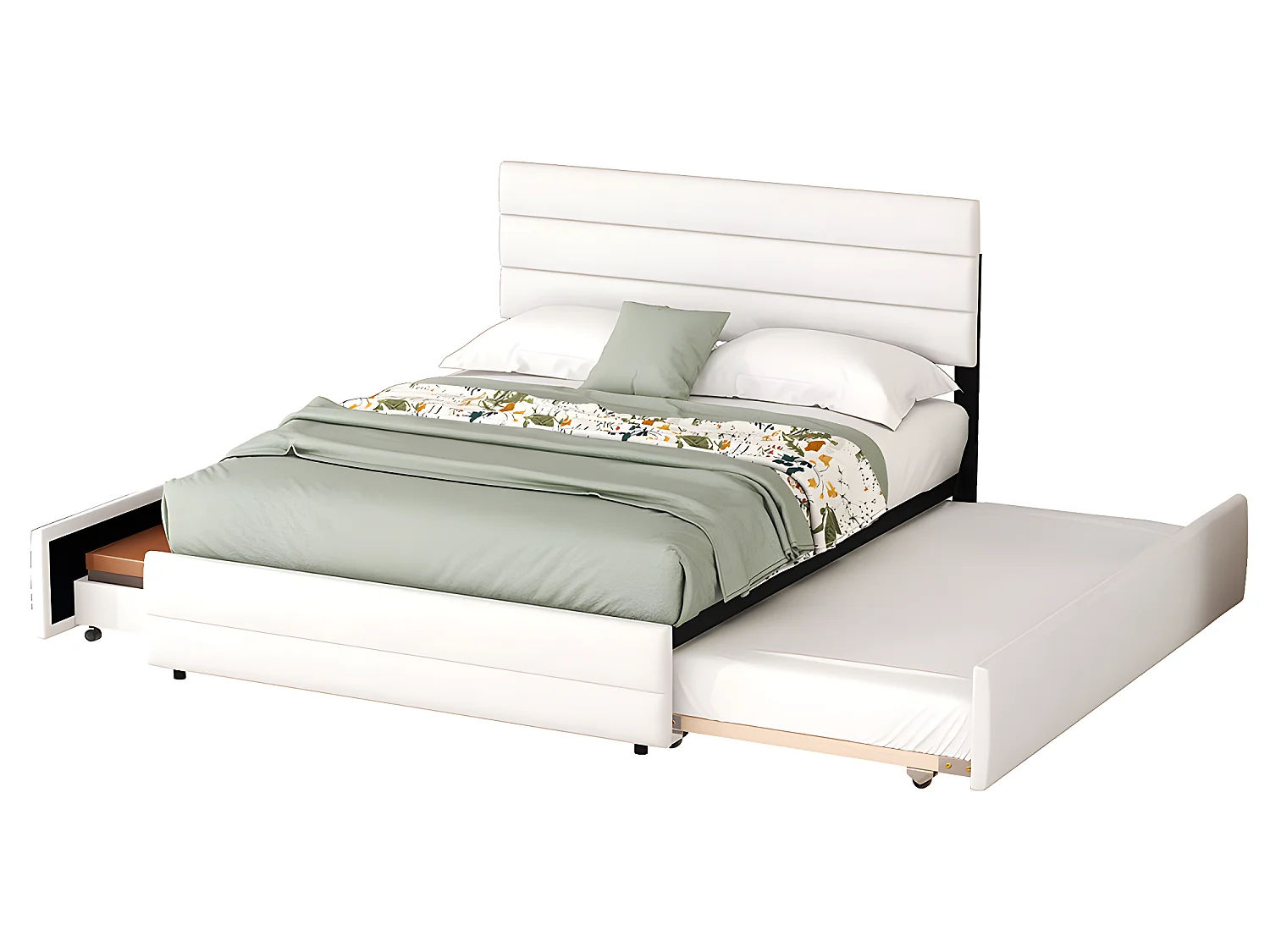 Lit avec tiroirs Lit 140 x 200 cm - Blanc - Sweiko