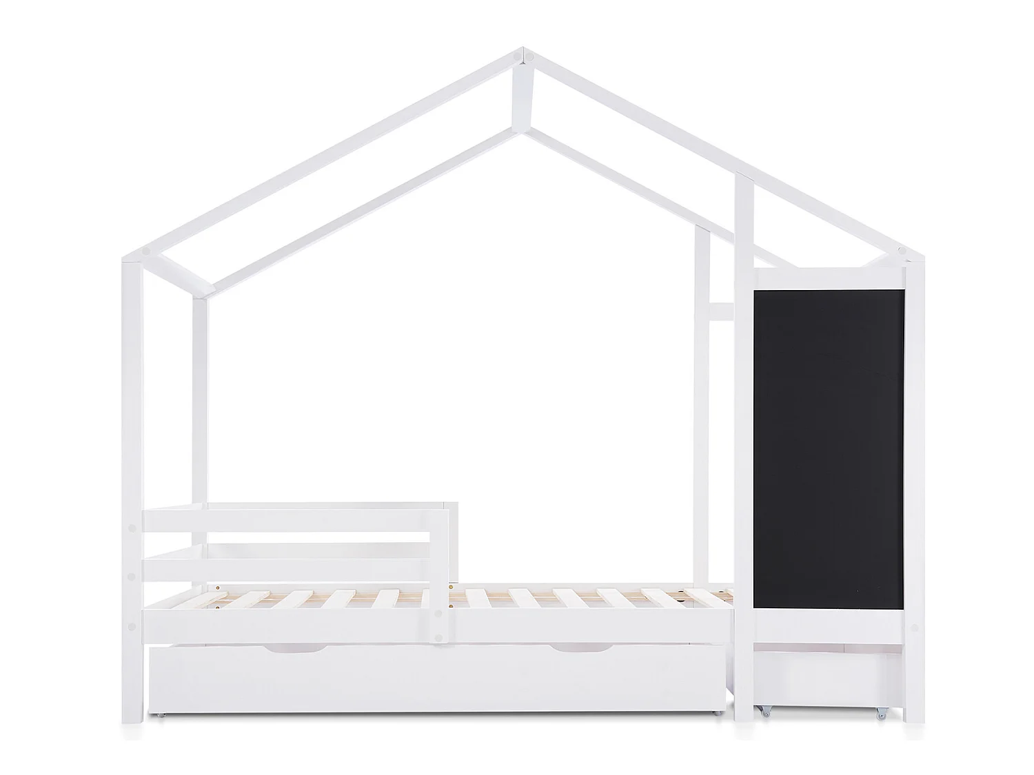 Lit gigogne cabane 2 x 90 x 200 cm - 2 tiroirs - Pin - Blanc - Sweiko