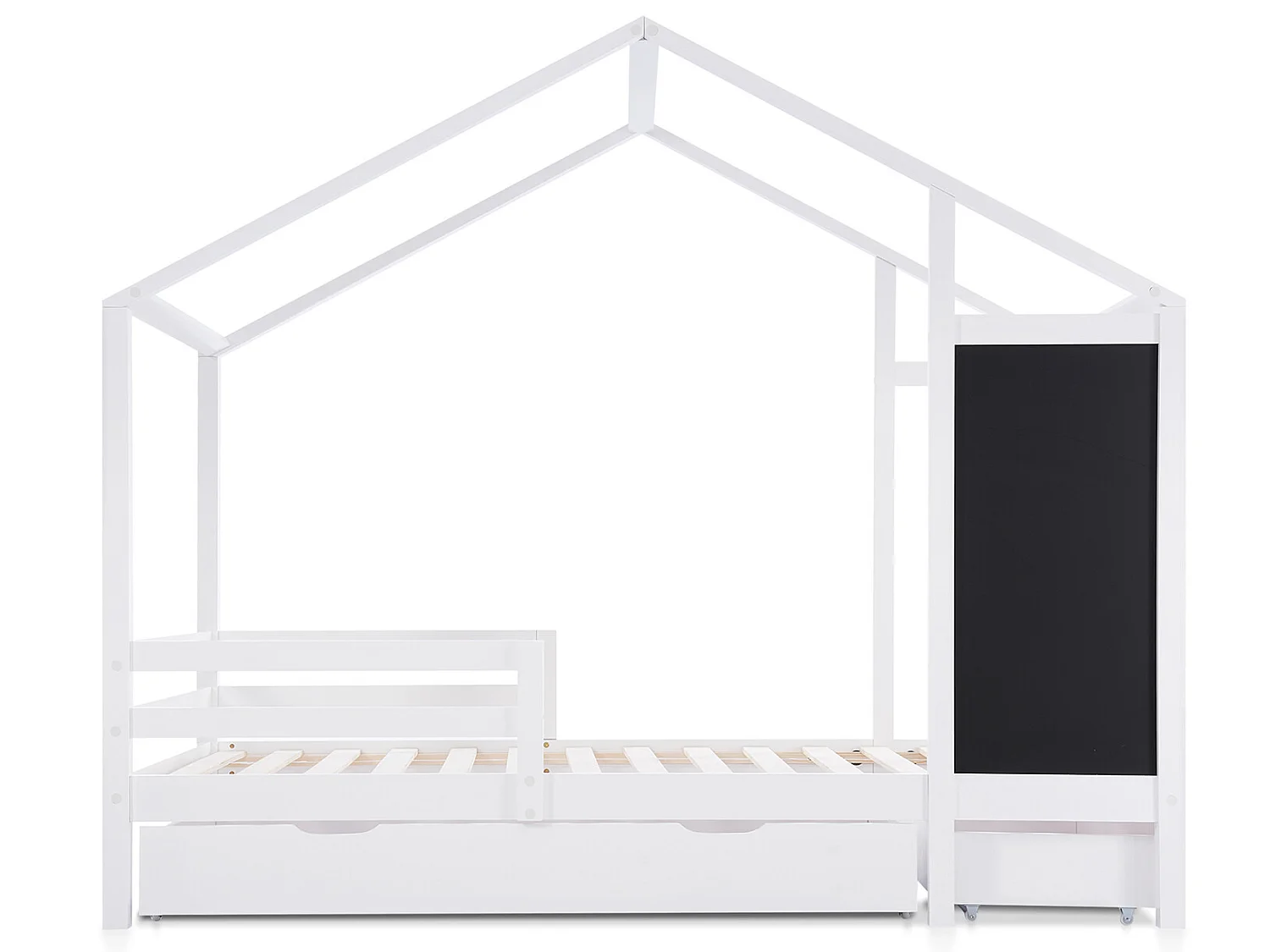 Lit gigogne cabane 2 x 90 x 200 cm - 2 tiroirs - Pin - Blanc - Sweiko