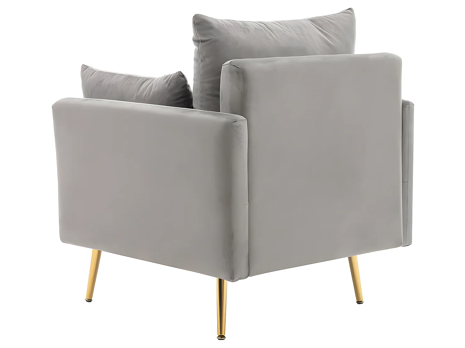 Fauteuil tissu en velours - pieds dorés en métal - avec rangement - gris - Sweiko