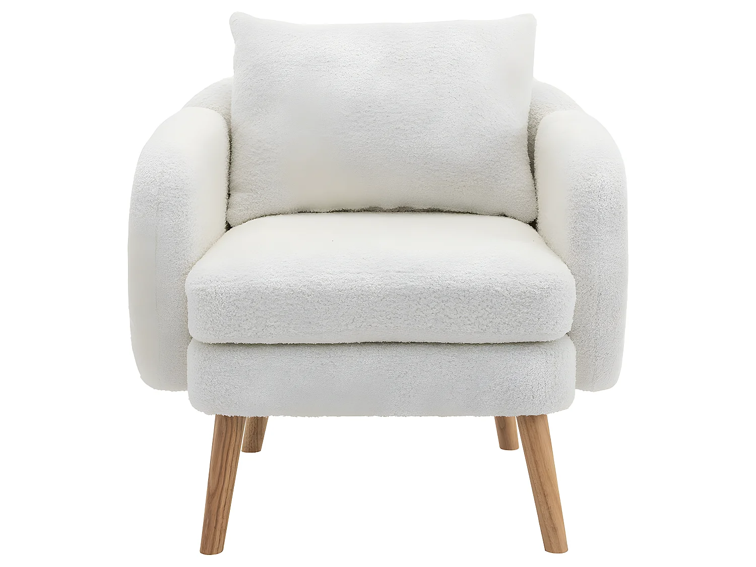 Fauteuil tissu en Teddy - pieds dorés en métal - Blanc - Sweiko