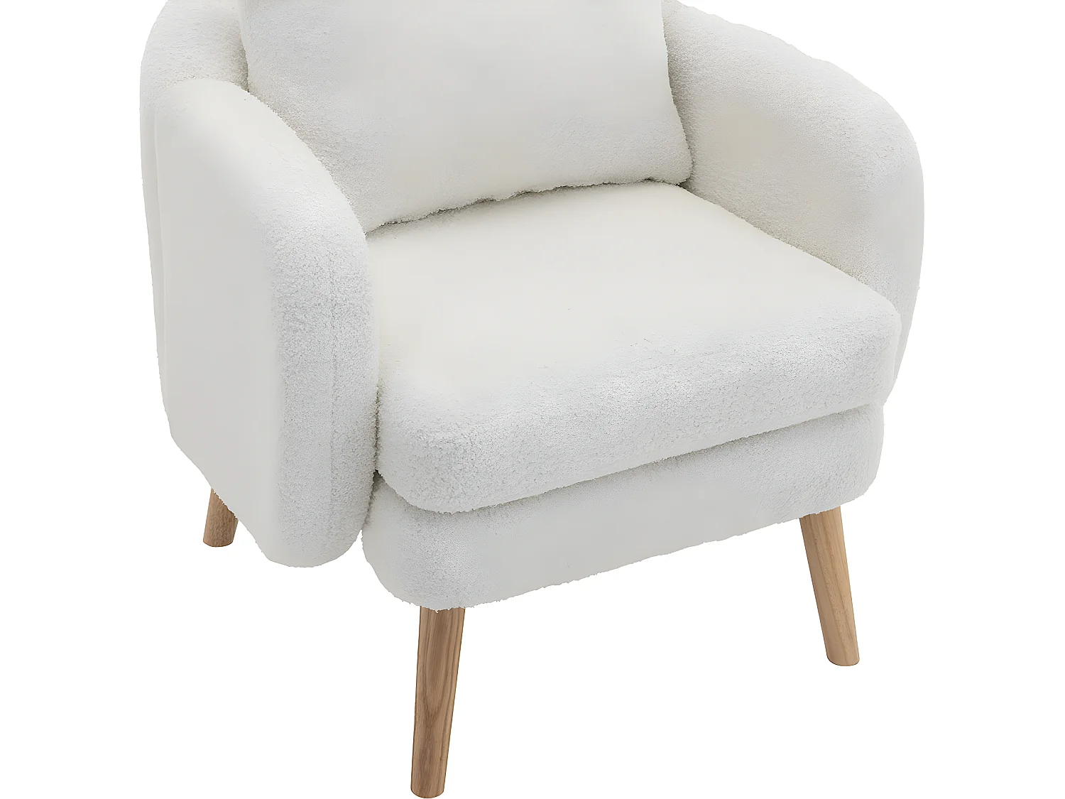 Fauteuil tissu en Teddy - pieds dorés en métal - Blanc - Sweiko