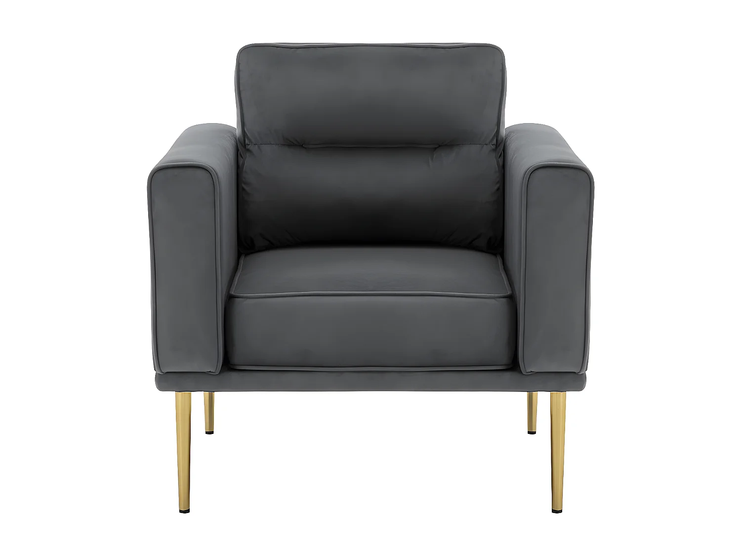 Fauteuil tissu en Velours - pieds dorés en métal - Gris - Sweiko