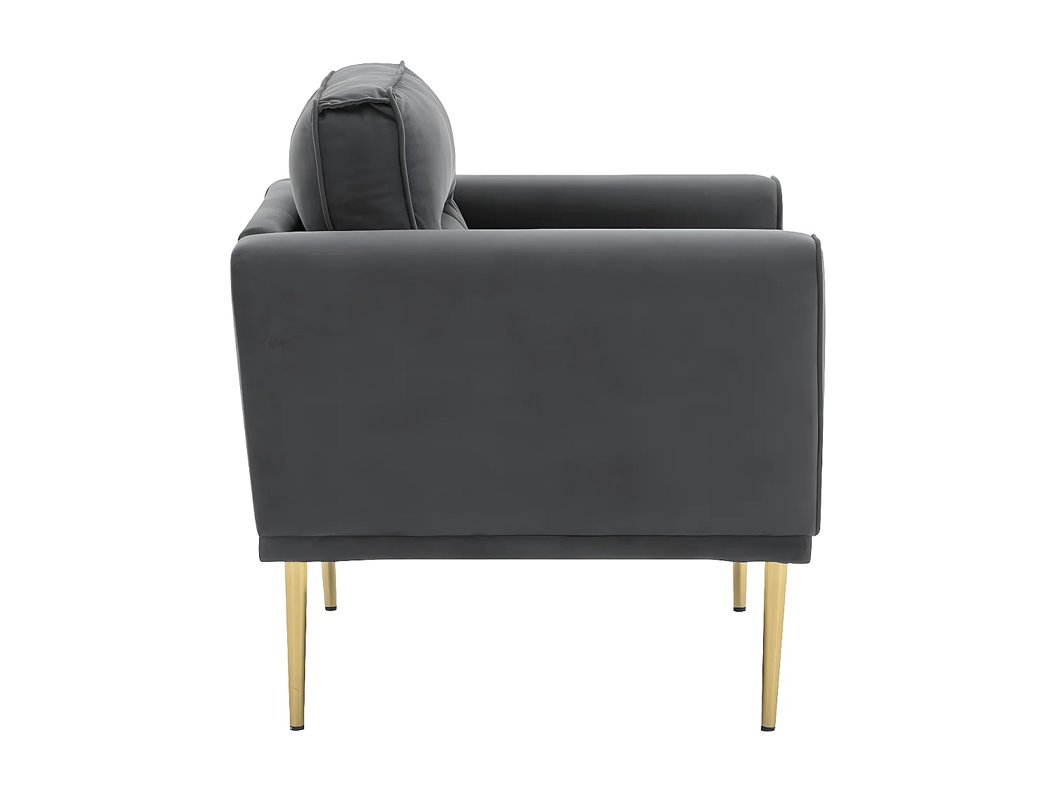 Fauteuil tissu en Velours - pieds dorés en métal - Gris - Sweiko