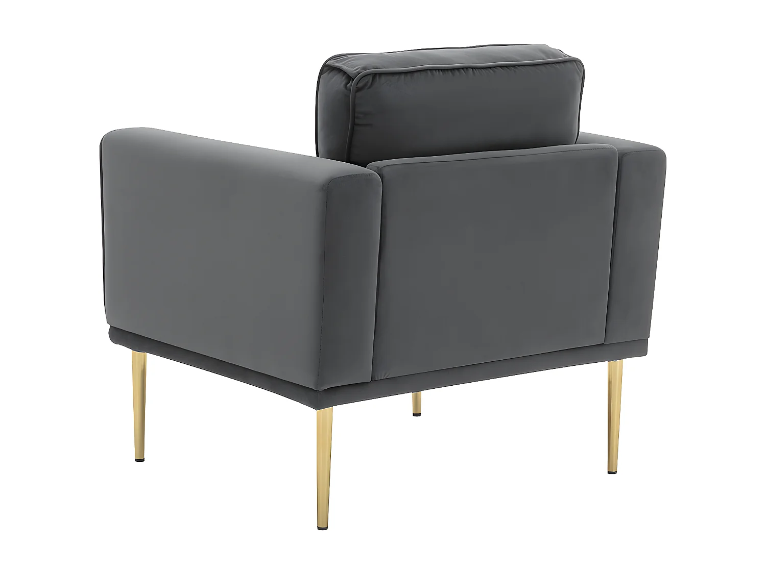 Fauteuil tissu en Velours - pieds dorés en métal - Gris - Sweiko