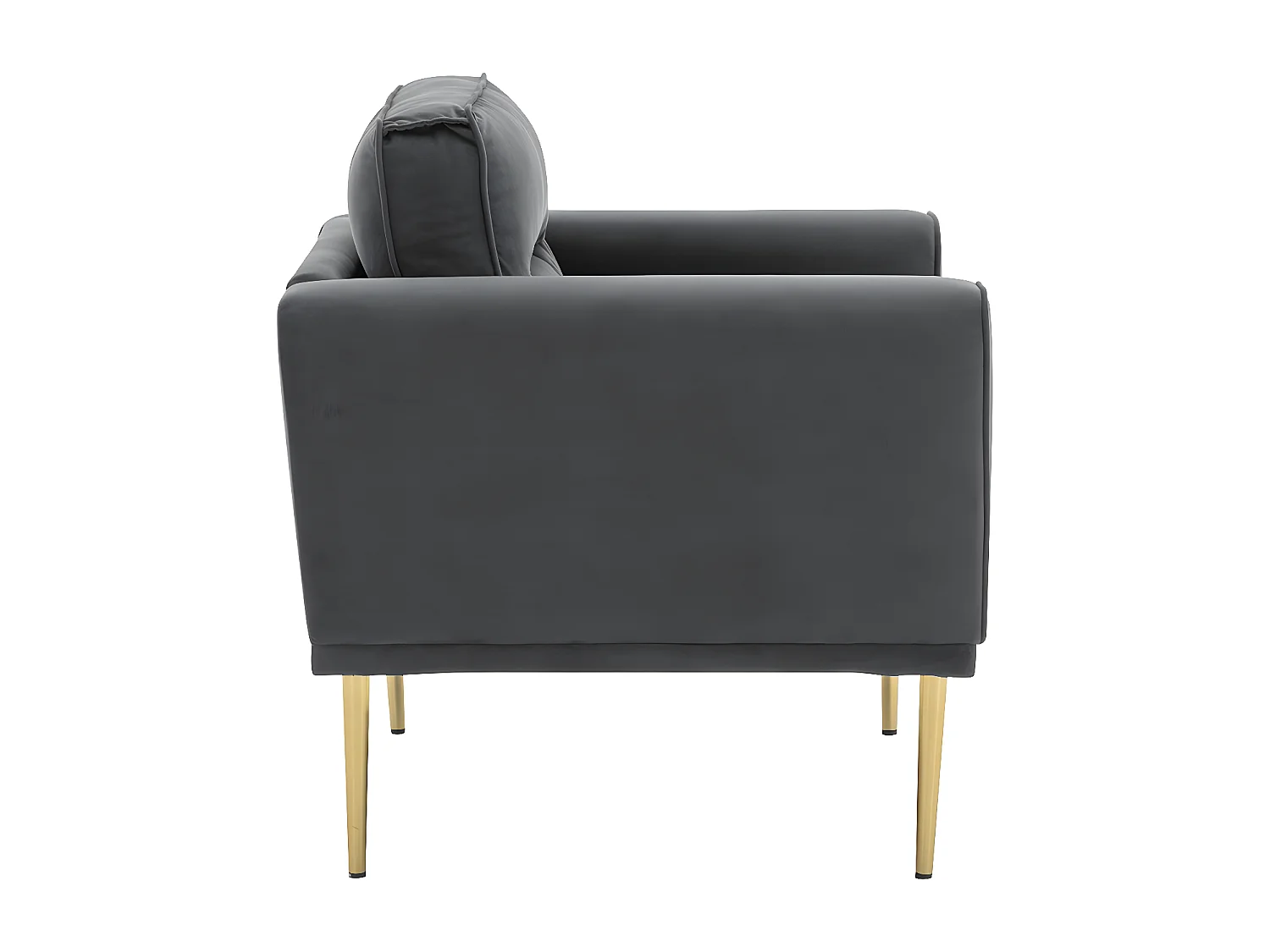 Fauteuil tissu en Velours - pieds dorés en métal - Gris - Sweiko