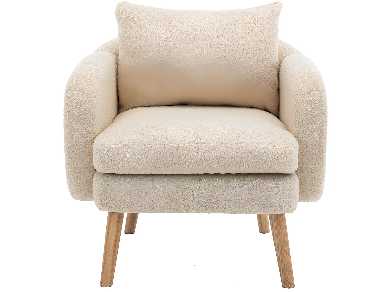 Fauteuil tissu en Teddy - pieds dorés en métal - Beige - Sweiko