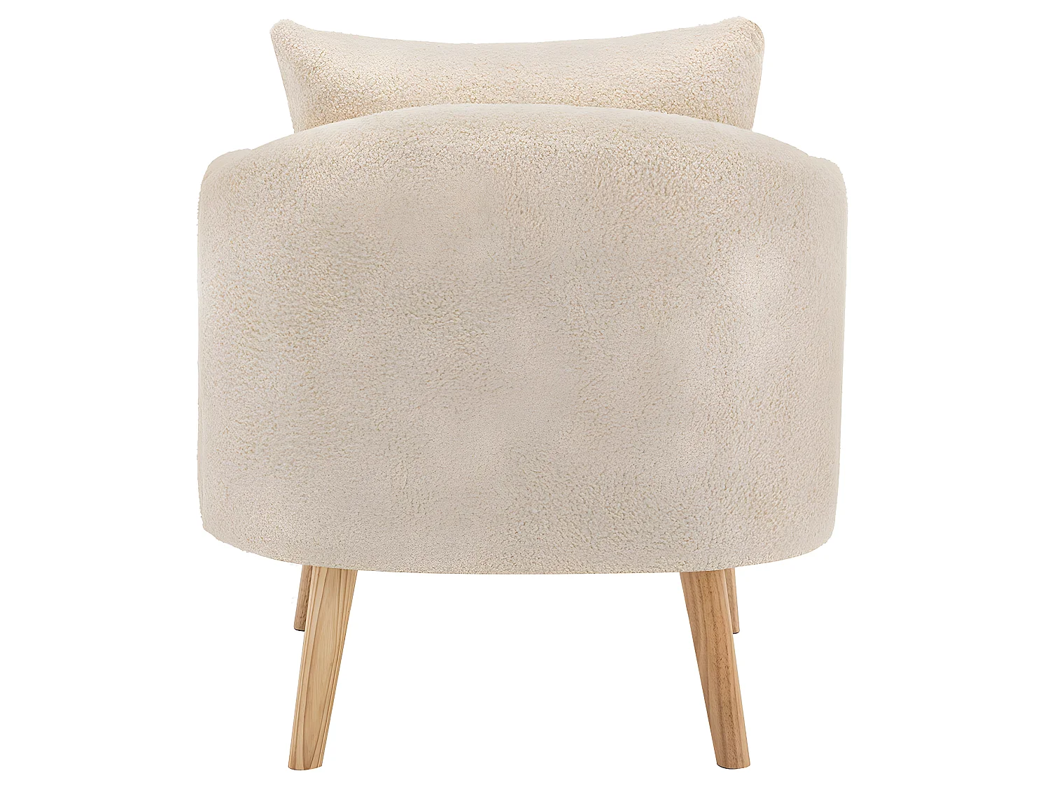 Fauteuil tissu en Teddy - pieds dorés en métal - Beige - Sweiko
