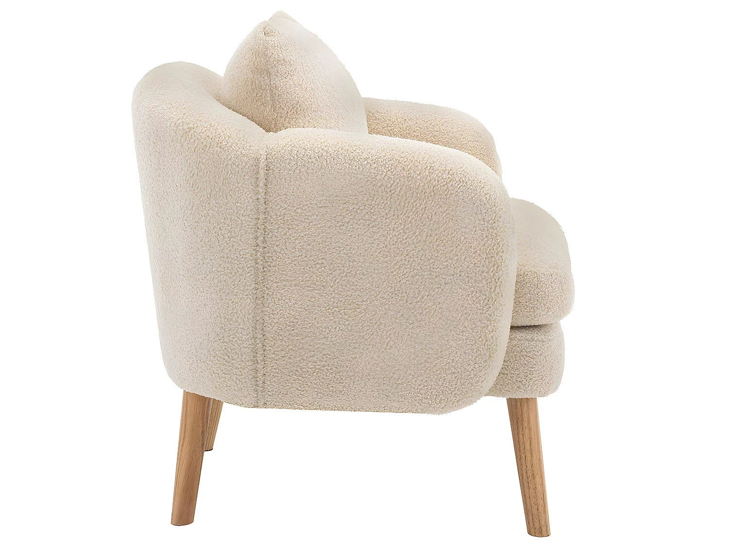 Fauteuil tissu en Teddy - pieds dorés en métal - Beige - Sweiko
