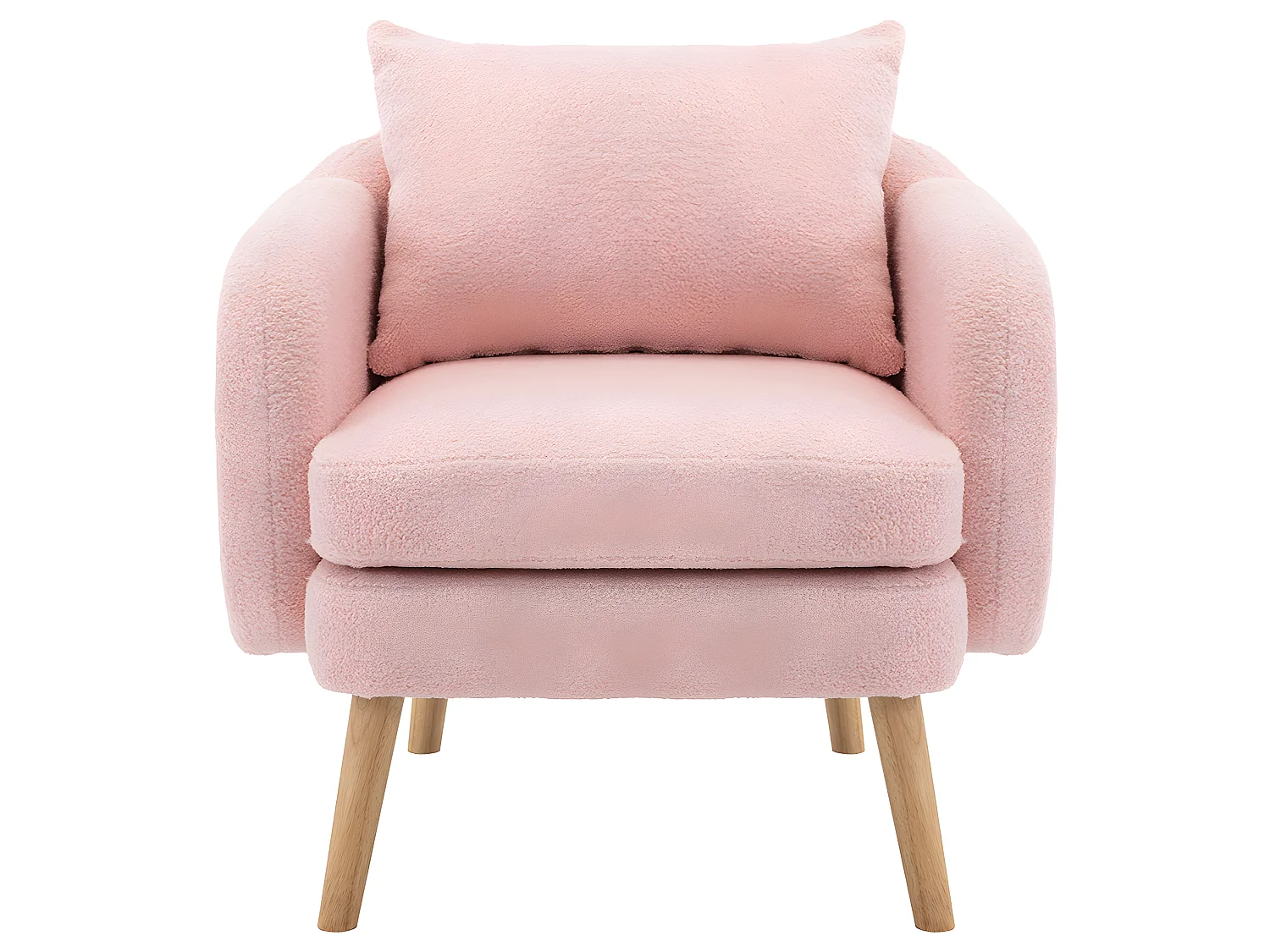 Fauteuil tissu en Teddy - pieds dorés en métal - Rose - Sweiko