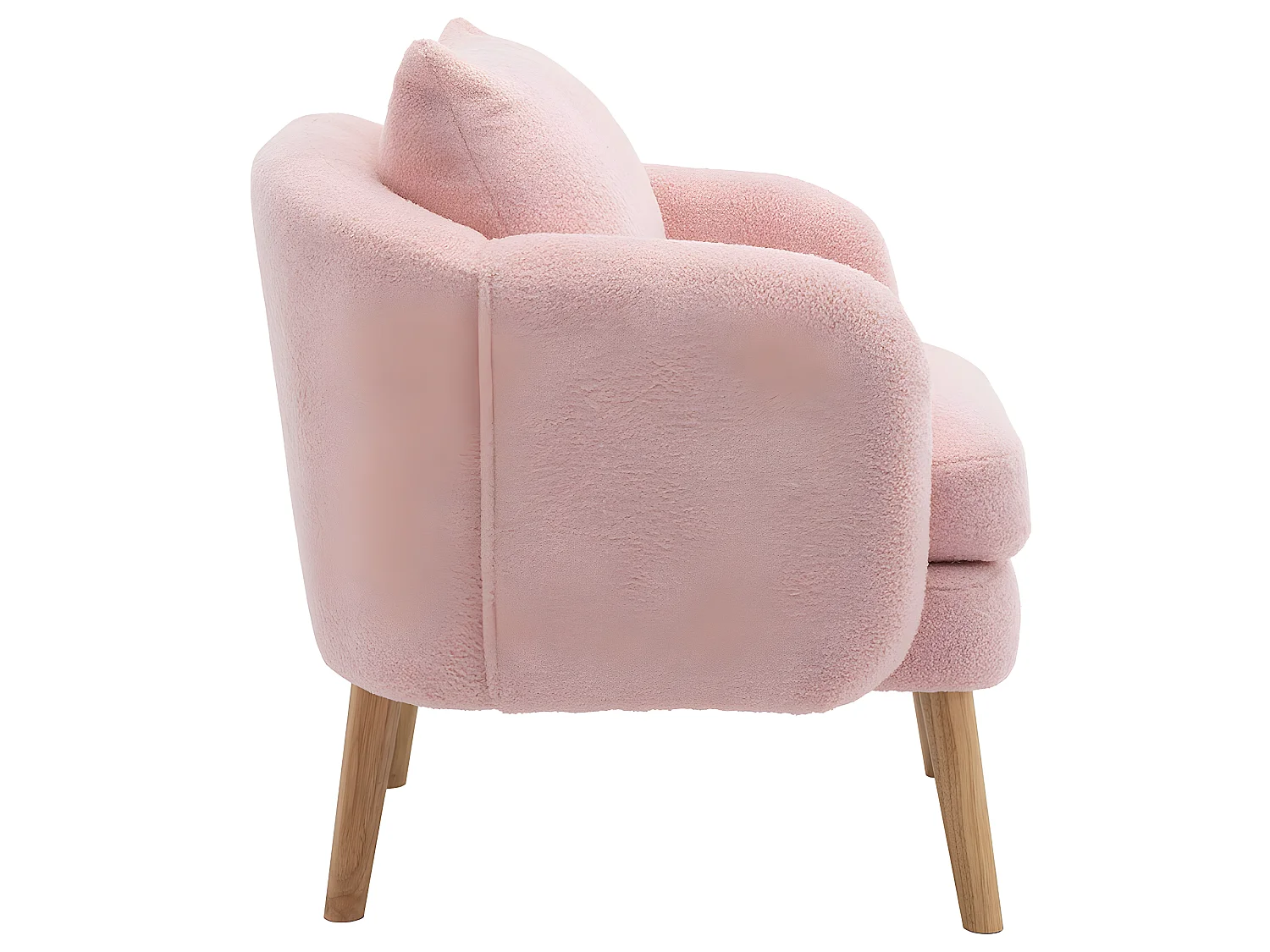 Fauteuil tissu en Teddy - pieds dorés en métal - Rose - Sweiko