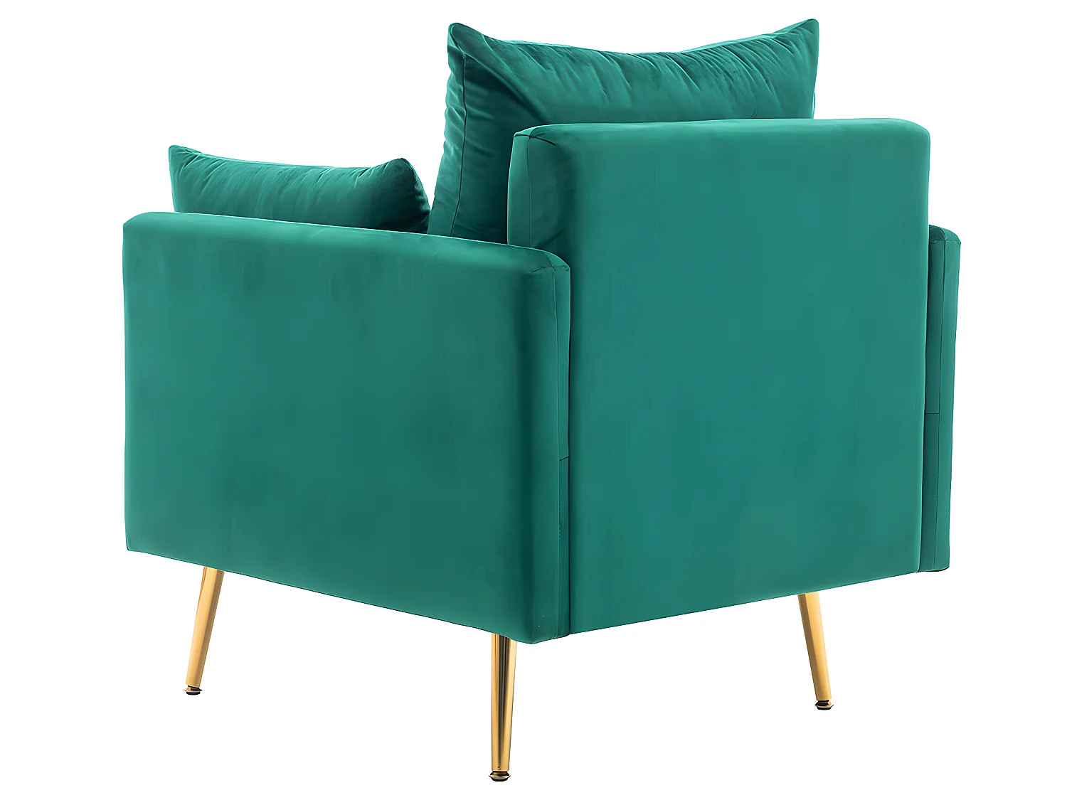 Fauteuil tissu en velours - pieds dorés en métal - avec rangement - Vert - Sweiko
