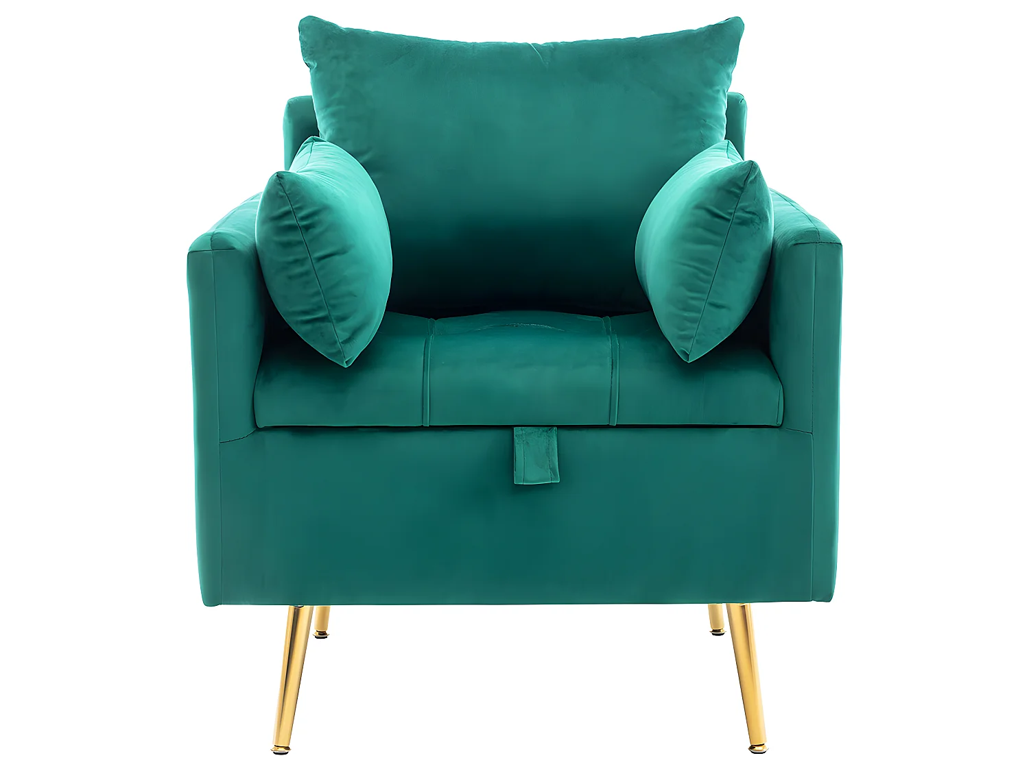 Fauteuil tissu en velours - pieds dorés en métal - avec rangement - Vert - Sweiko