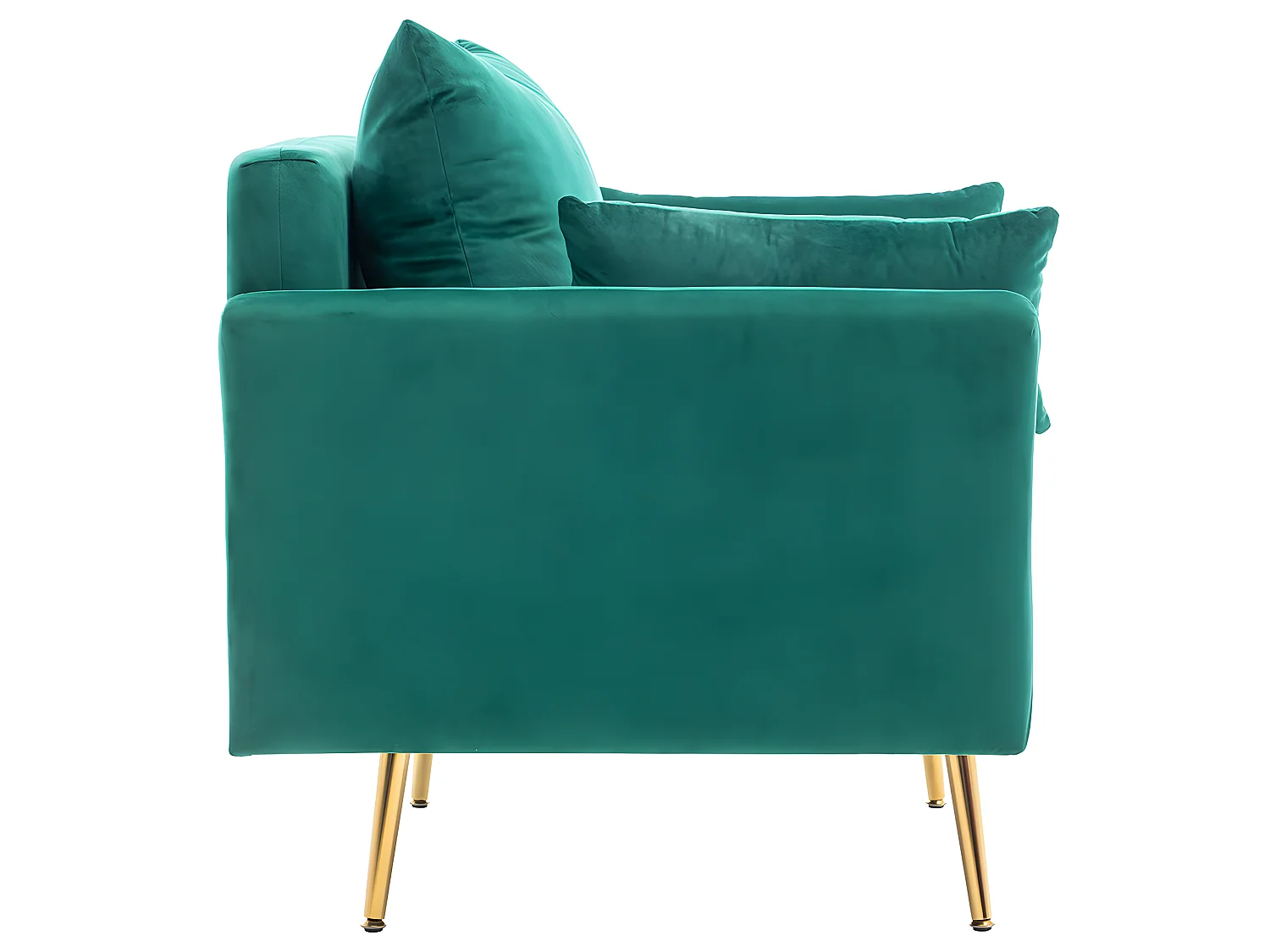 Fauteuil tissu en velours - pieds dorés en métal - avec rangement - Vert - Sweiko