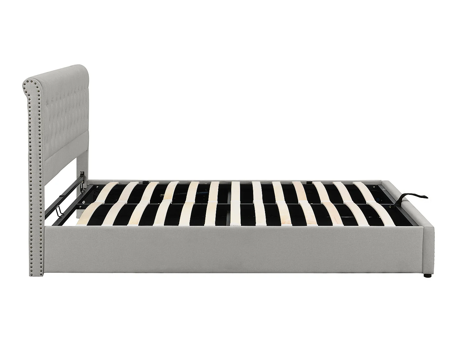 Lit coffre Lit 160 x 200 cm Lit rembourré - gris clair - Sweiko