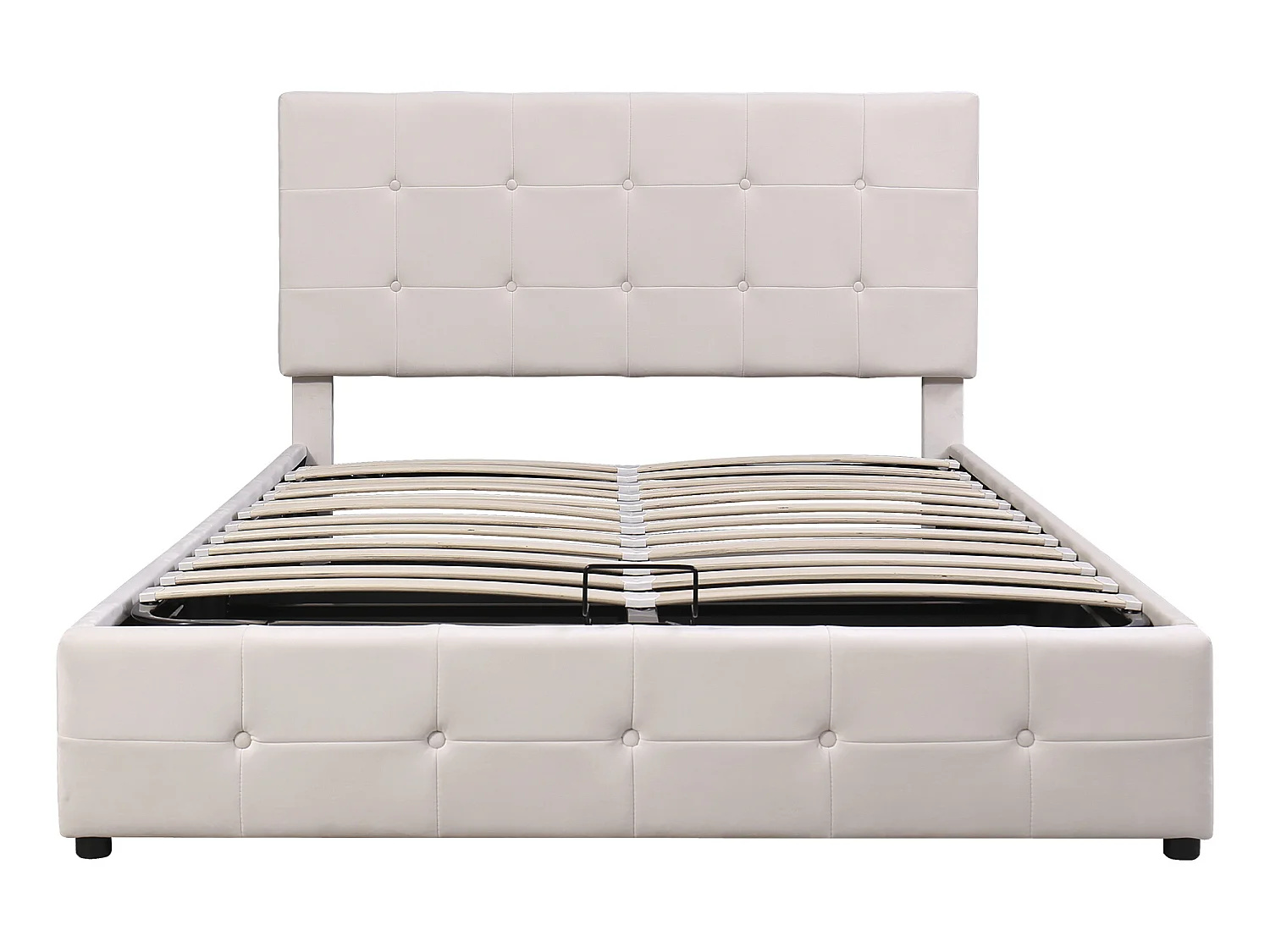 Lit coffre - avec élévation hydraulique lit de rangement - blanc crème - Sweiko