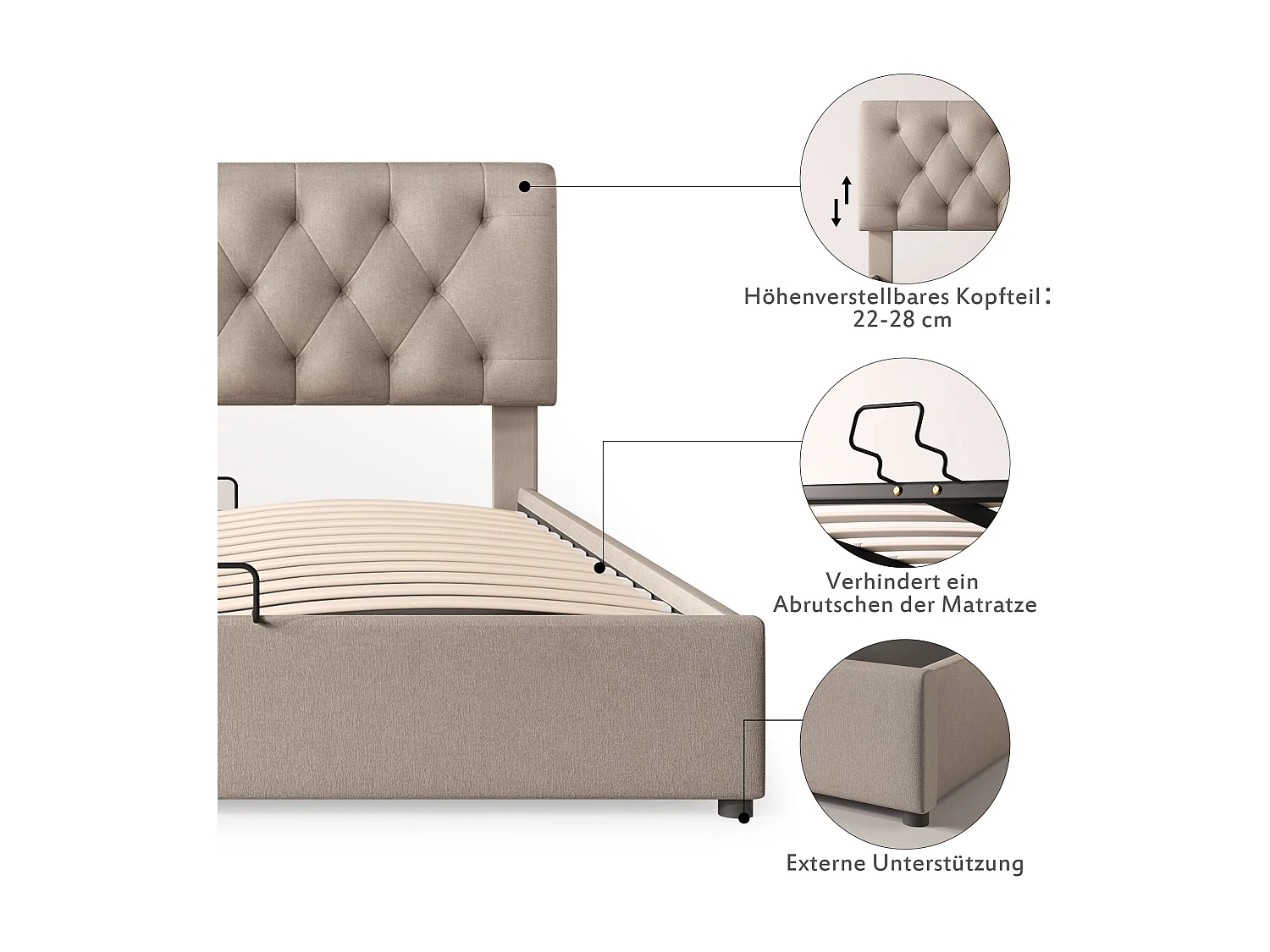 Lit coffre - avec rangement Pas de matelas 140x200cm - Sweiko