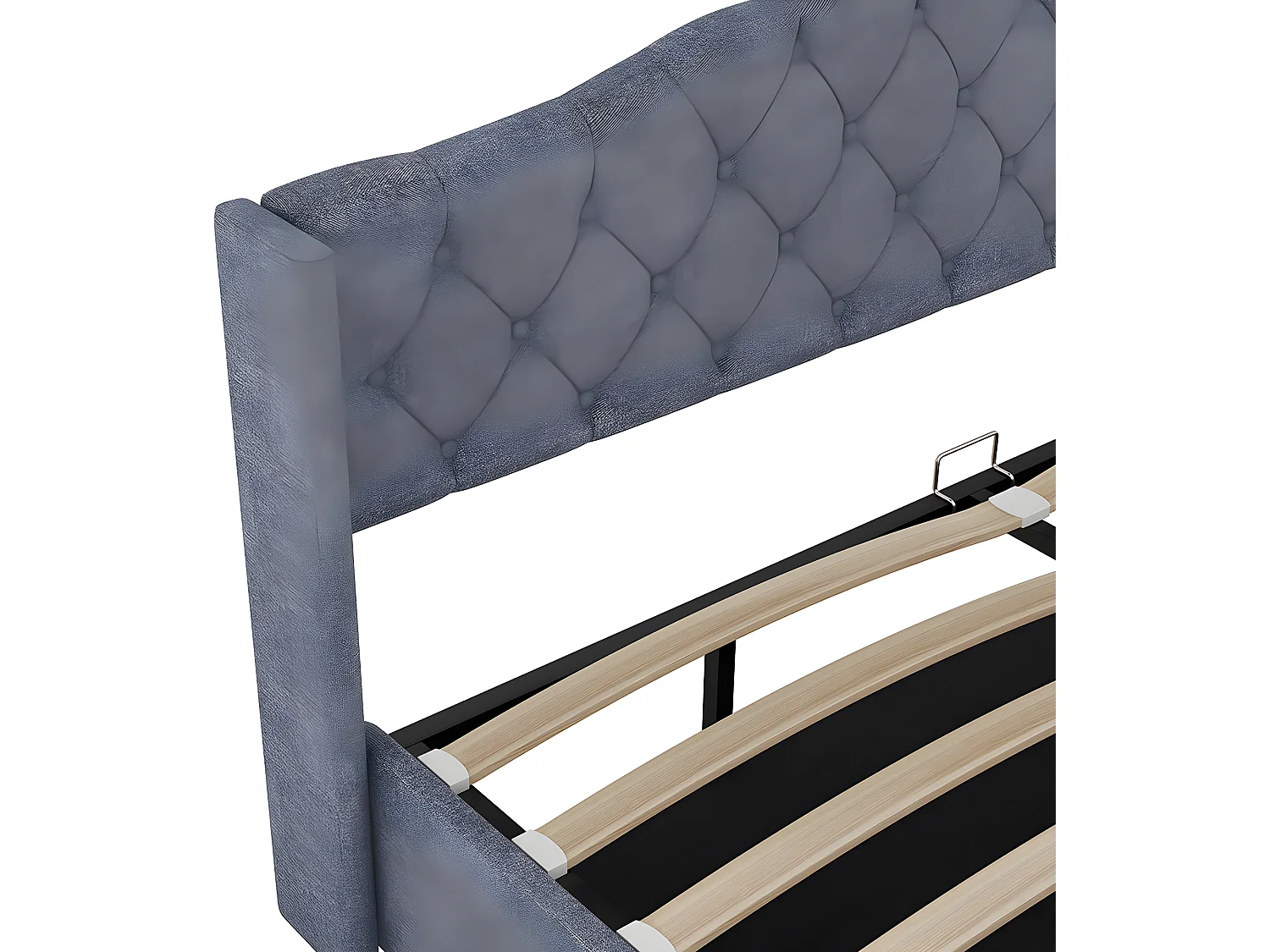 Lit coffre Lit 180 x 200 cm Lit capitonné hydraulique  multifonctionnel lit double avec rangement Gris