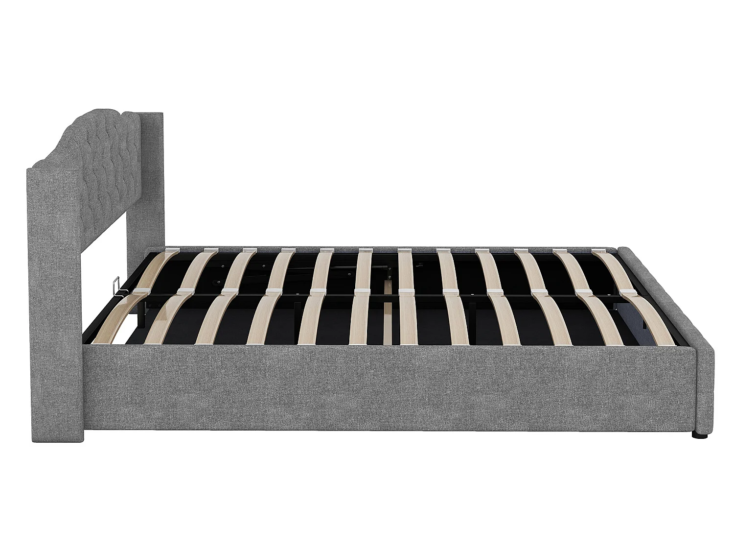 Lit coffre Lit 180 x 200 cm Lit capitonné hydraulique  multifonctionnel lit double avec rangement Gris