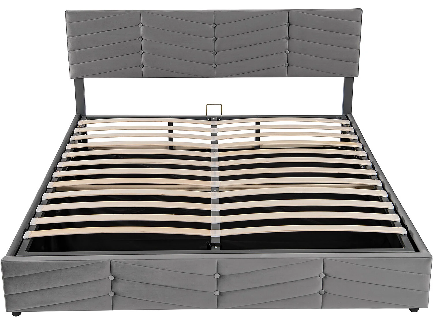 Lit adulte Lit coffre double 180 x 200 cm - Velours Gris cassé - Sweiko