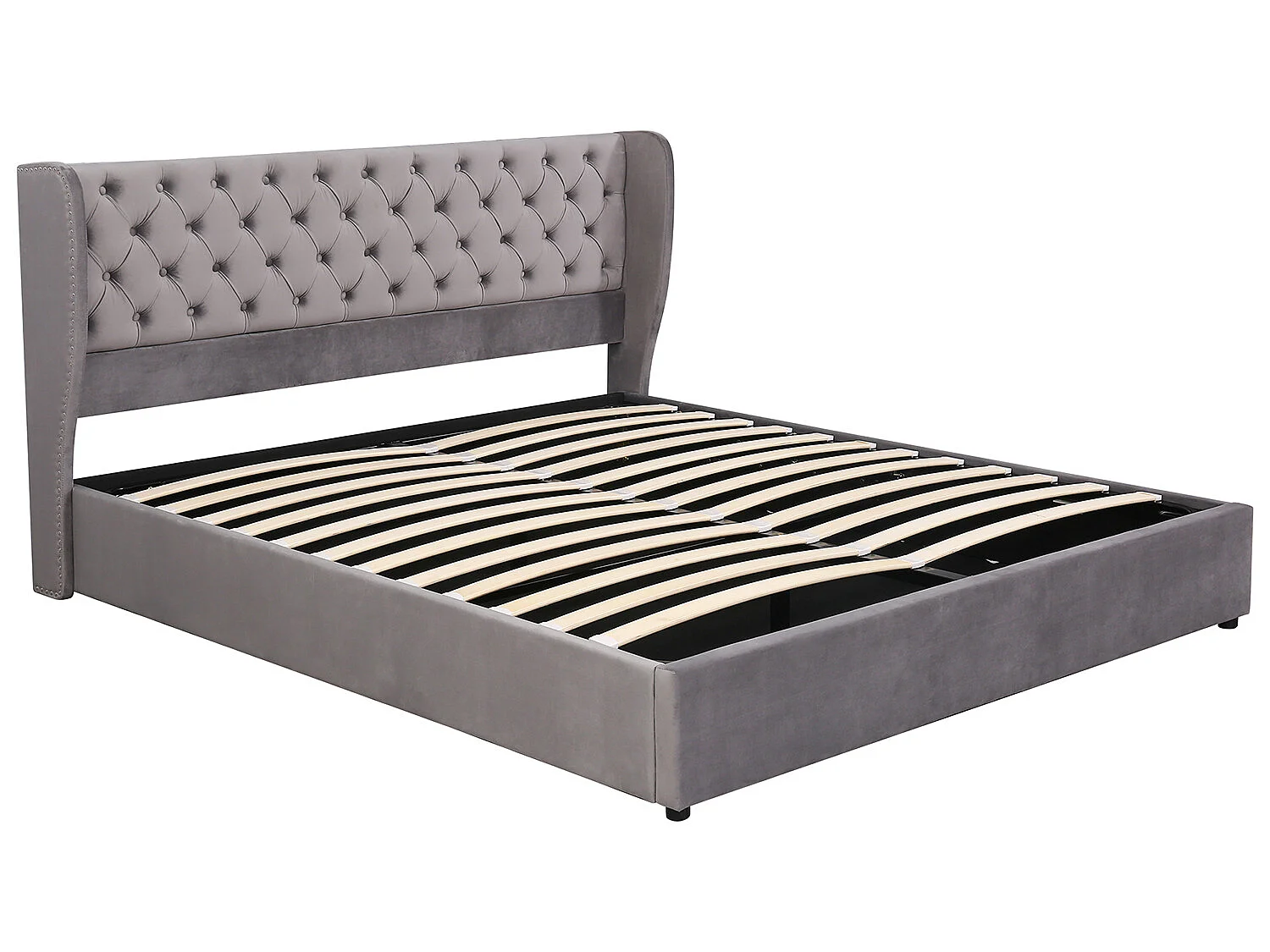 Lit coffre 180x200 cm - espace de rangement - Gris - Sweiko