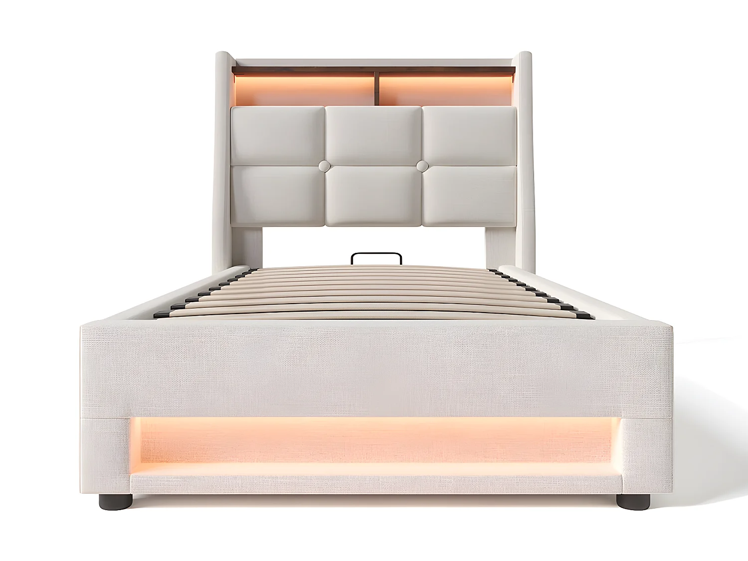 Lit coffre avec chargeur USB et LED - 90 x 200 cm - Beige - Sweiko