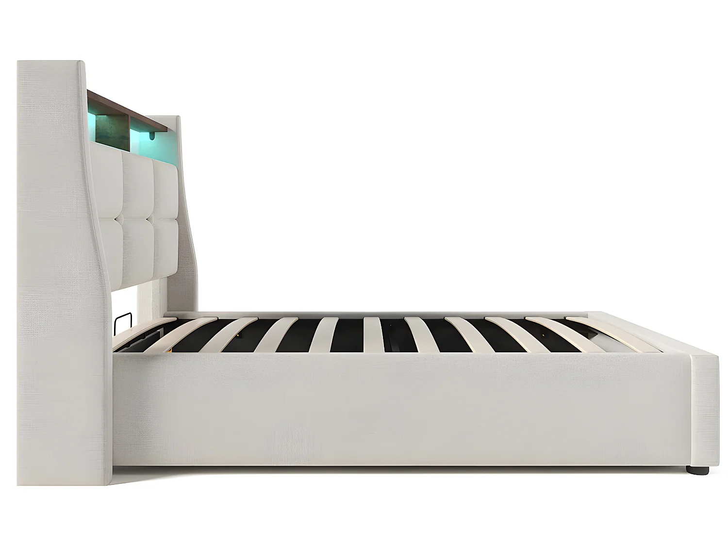 Lit coffre avec chargeur USB et LED - 90 x 200 cm - Beige - Sweiko