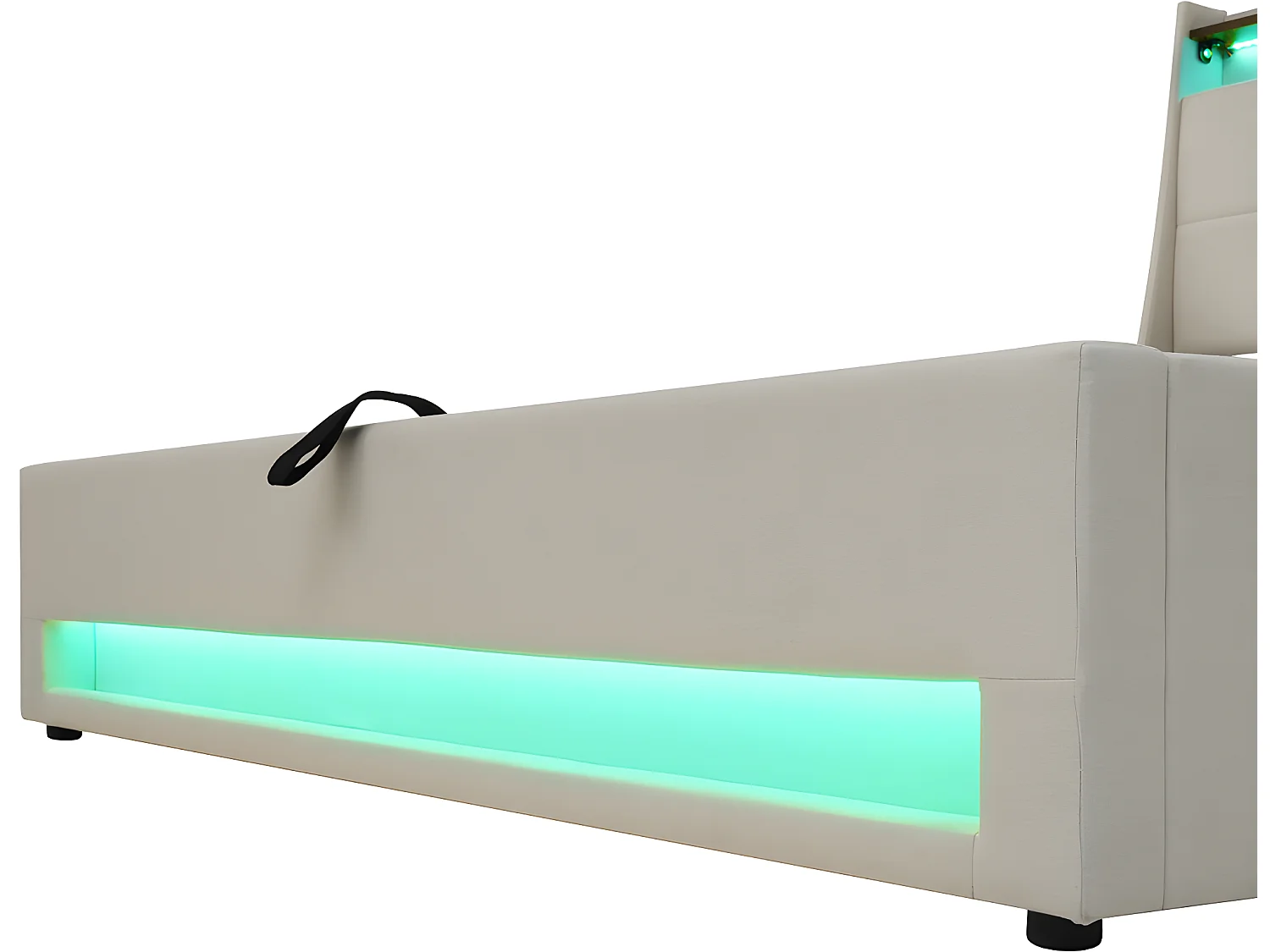 Lit coffre avec chargeur USB et LED - 90 x 200 cm - Beige - Sweiko