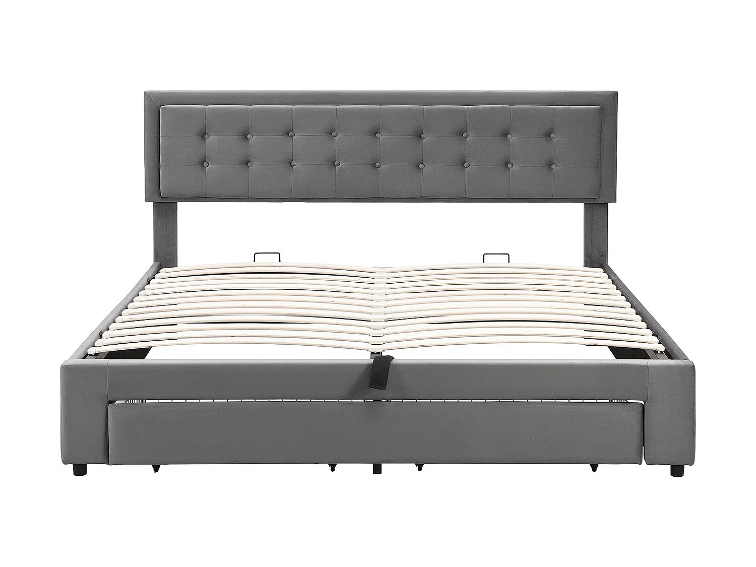 Lit coffre adulte avec tiroirs - tête de lit réglable - 180x200cm - gris - Sweiko