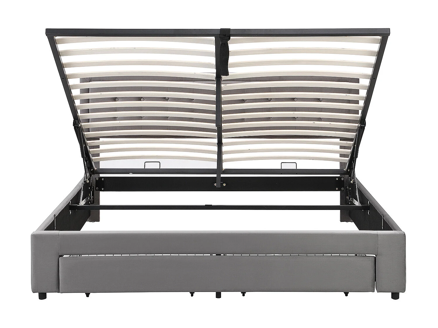 Lit coffre adulte avec tiroirs - tête de lit réglable - 180x200cm - gris - Sweiko