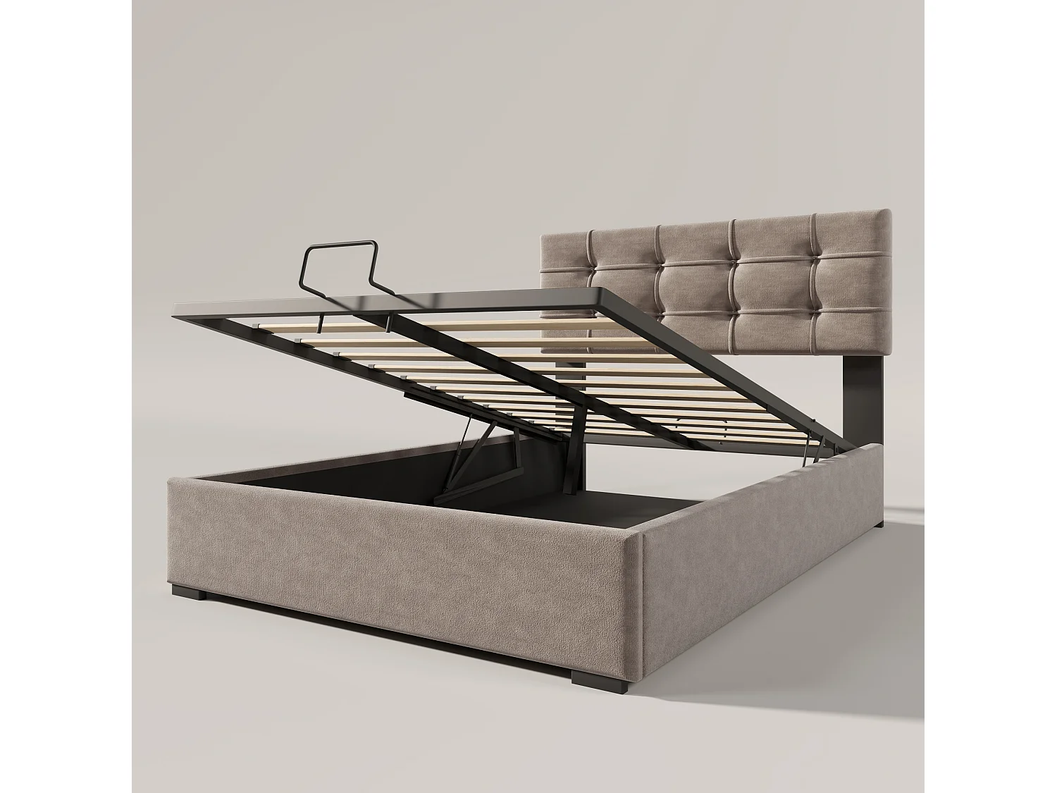 Lit coffre hydraulique canapé convertible - avec rangement gris clair velours 90x200 cm - Sweiko