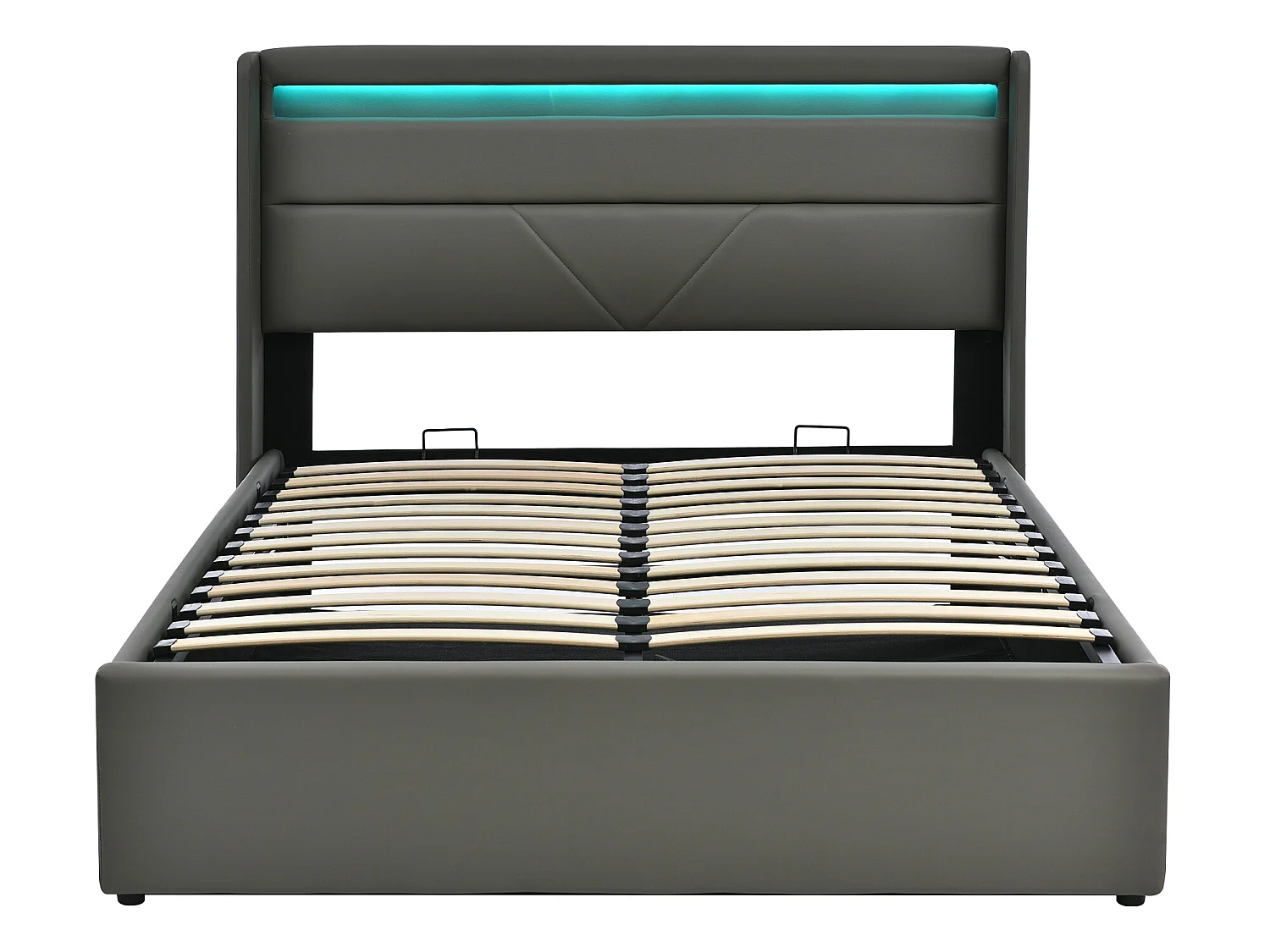 Lit coffre avec barre d'éclairage LED - 160x200cm - Gris - Sweiko