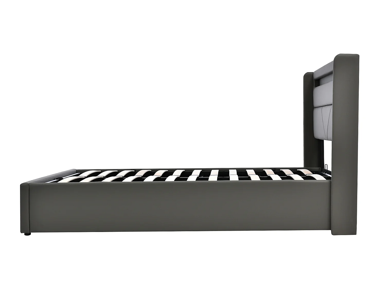 Lit coffre avec barre d'éclairage LED - 160x200cm - Gris - Sweiko