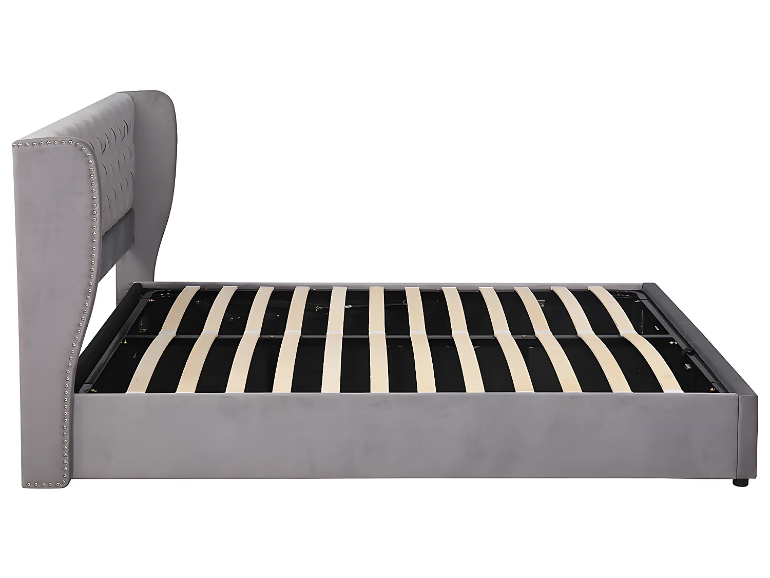 Lit coffre - 160 x 200 cm - avec sommier à lattes relevable - Gris - Sweiko