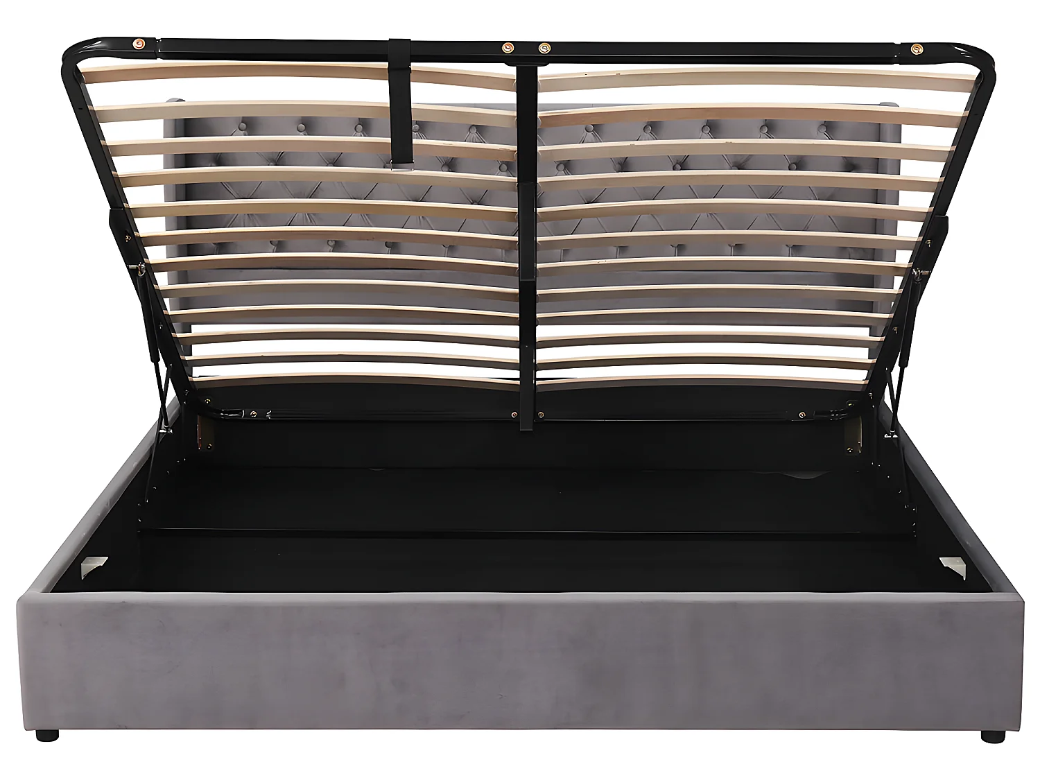 Lit coffre - 160 x 200 cm - avec sommier à lattes relevable - Gris - Sweiko