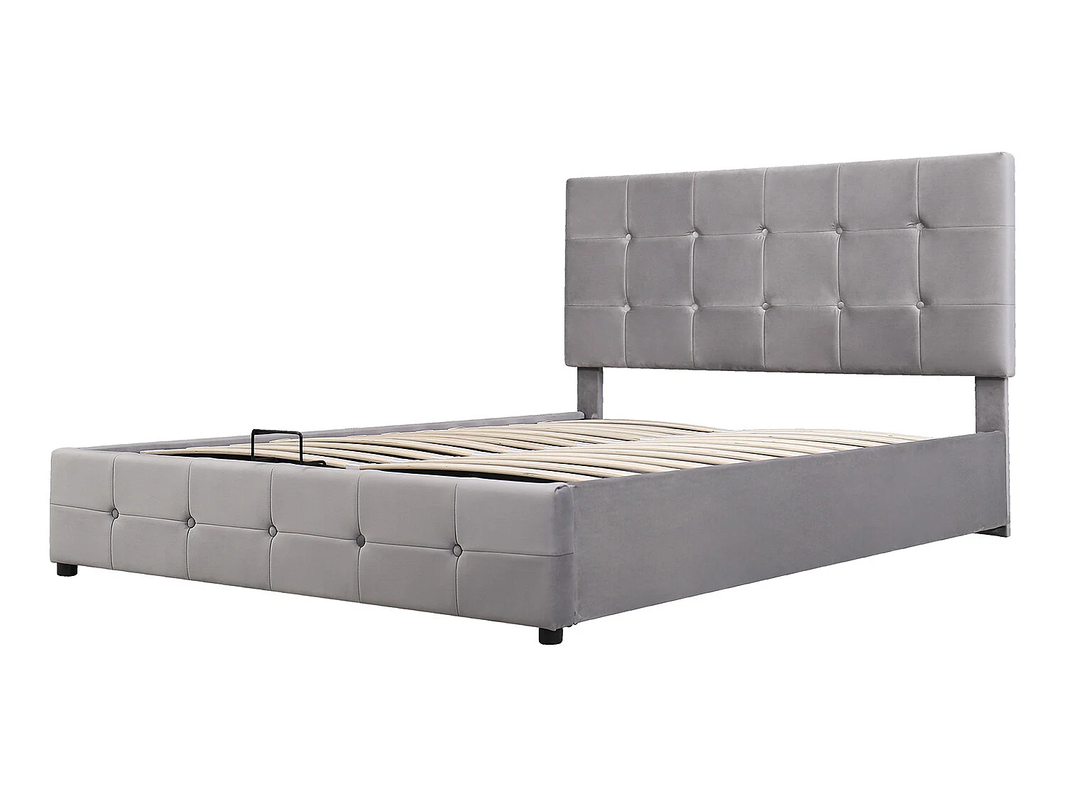 Lit coffre 140x200 cm - avec élévation hydraulique lit de rangement - gris - Sweiko