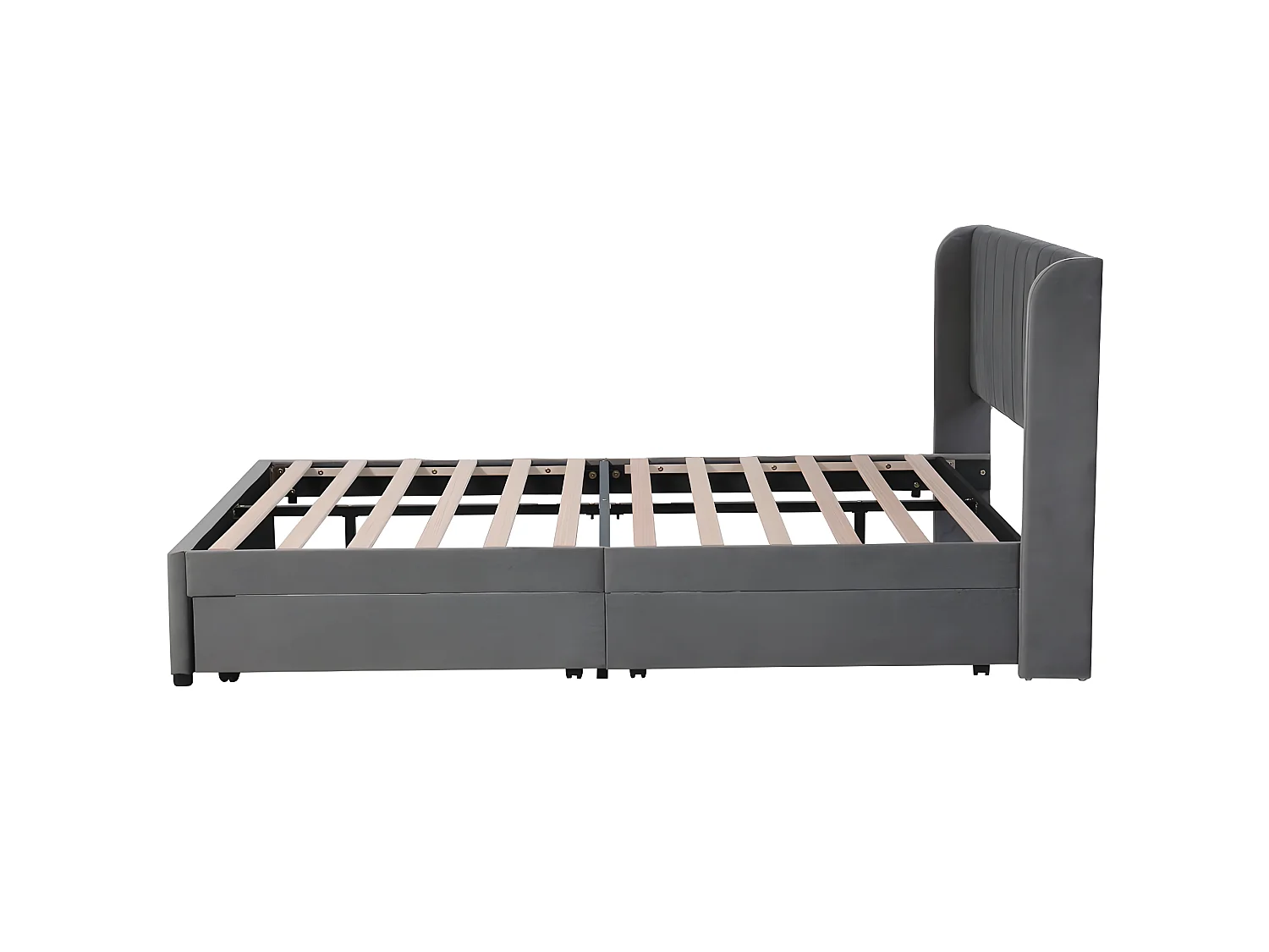 Lit coffre - 160 x 200 cm - avec sommier à lattes relevable - Gris - Sweiko