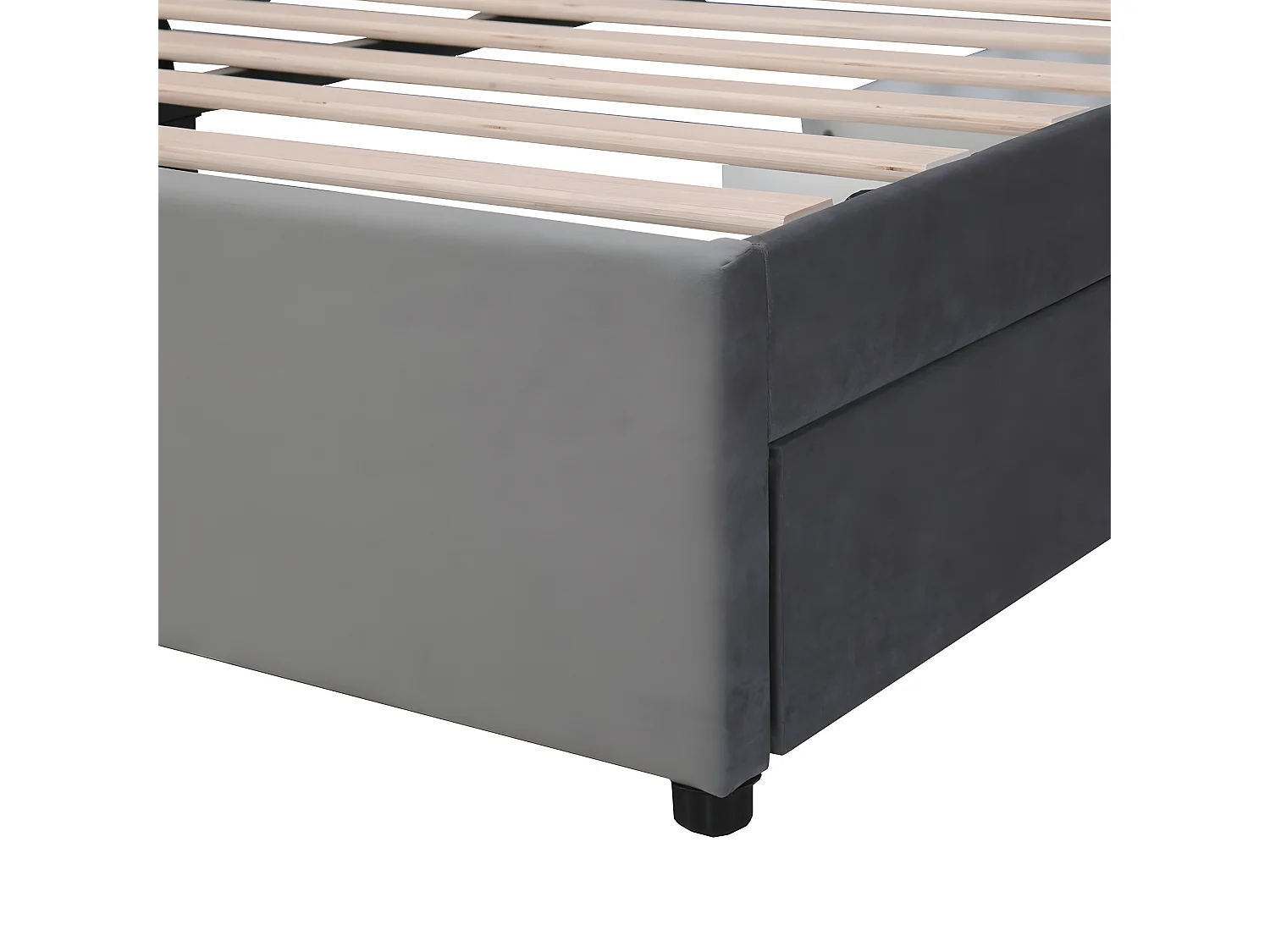 Lit coffre - 160 x 200 cm - avec sommier à lattes relevable - Gris - Sweiko