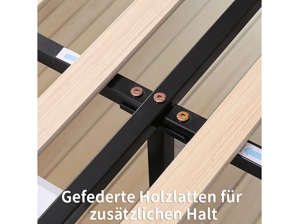 Lit coffre - 160 x 200 cm - avec sommier à lattes relevable - Gris - Sweiko