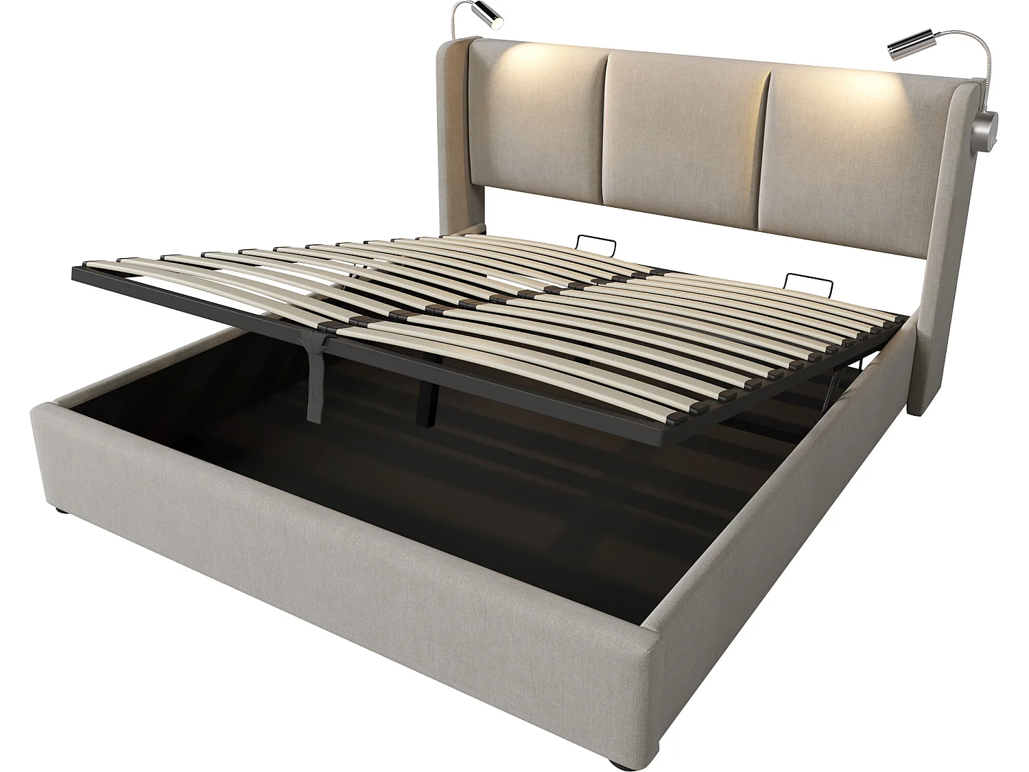 Lit coffre lit de rangement tiroirs cadre de lit - 160x200 cm Beige clair - Sweiko