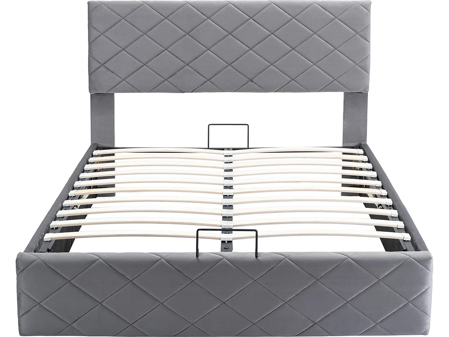 Lit coffre - 140x200cm - Velours - gris- Sweiko