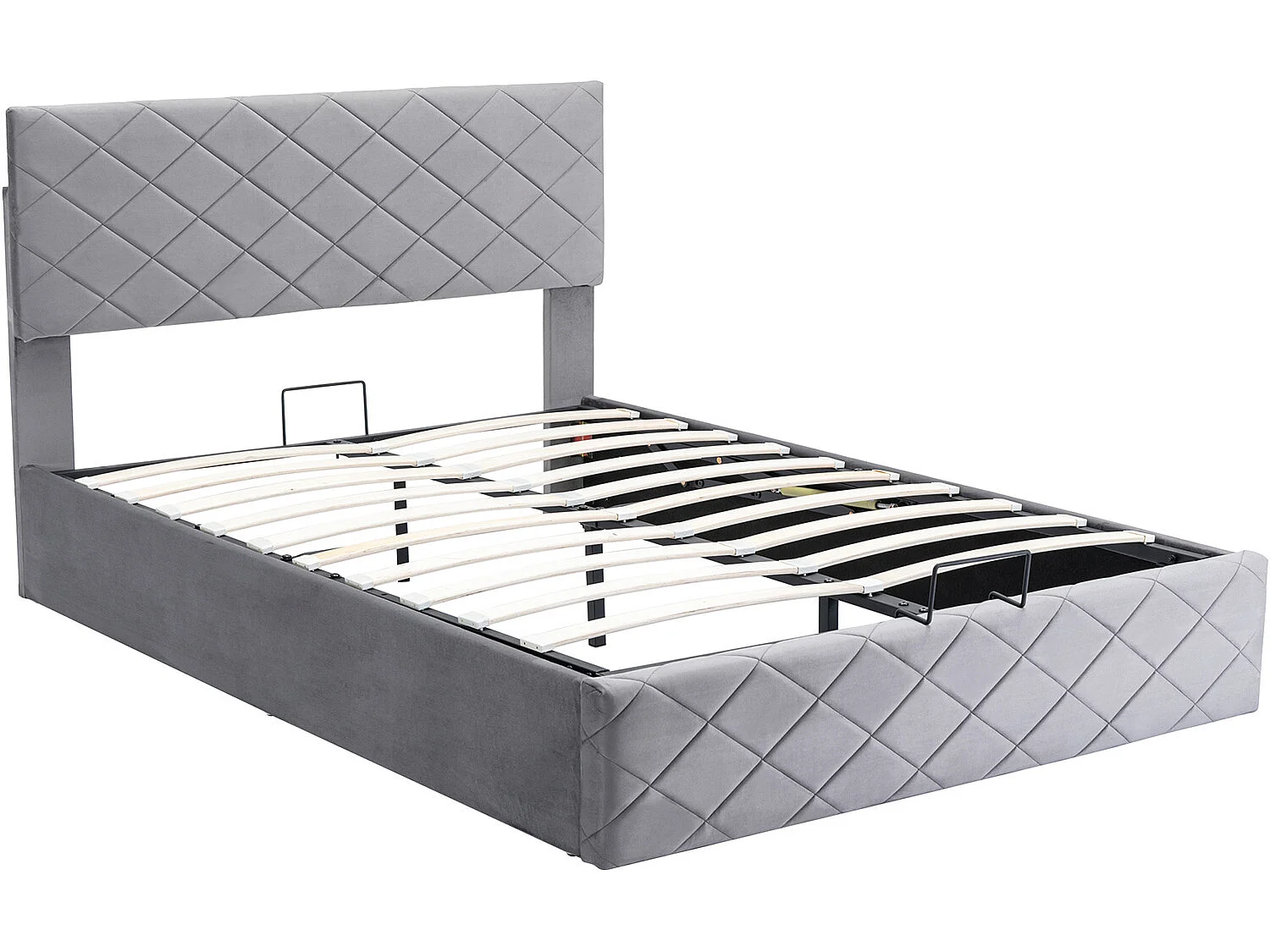 Lit coffre - 140x200cm - Velours - gris- Sweiko