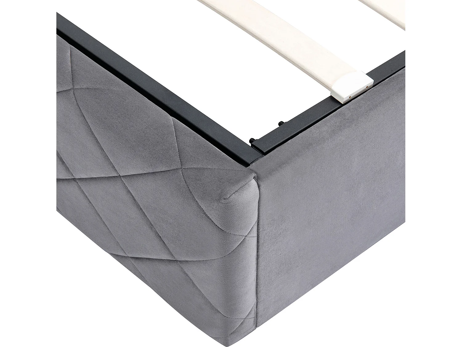 Lit coffre - 140x200cm - Velours - gris- Sweiko