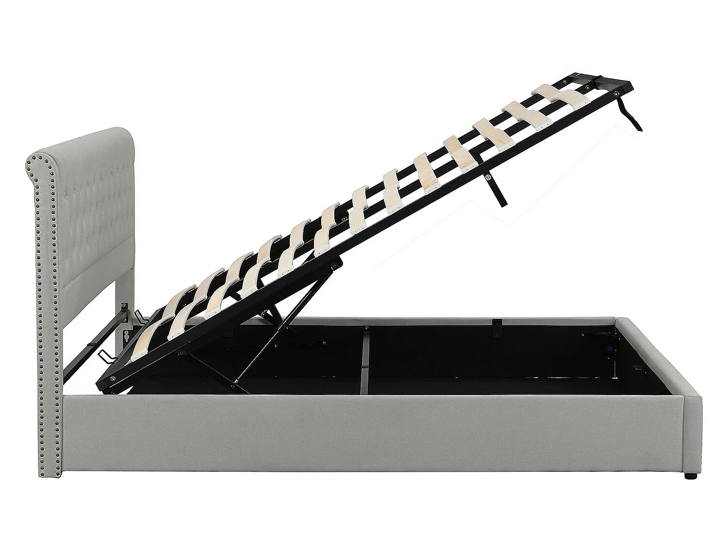 Lit coffre - 140x200cm - avec sommier à lattes - velours - gris - Sweiko