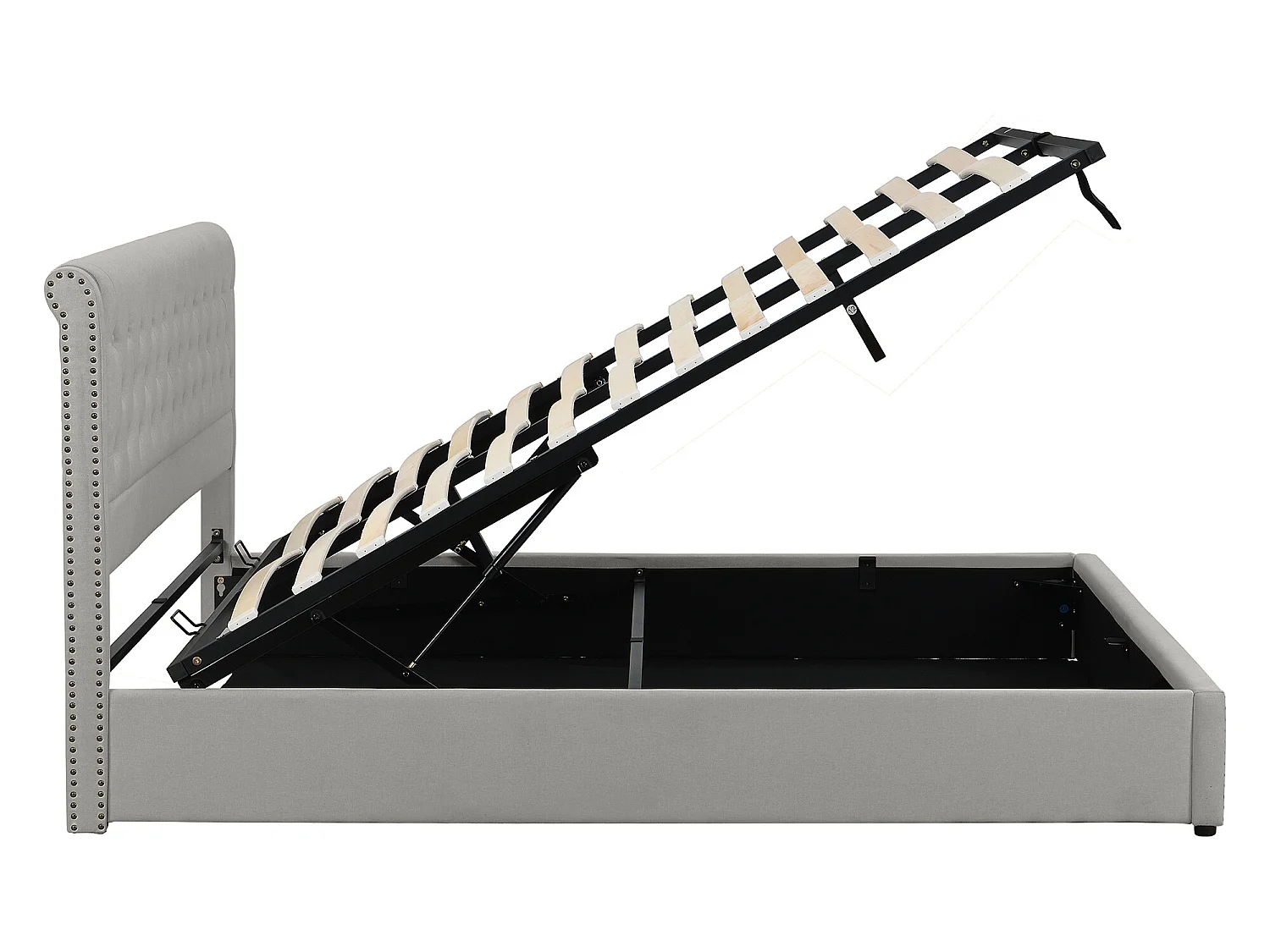 Lit coffre Lit 160 x 200 cm Lit rembourré - gris clair - Sweiko